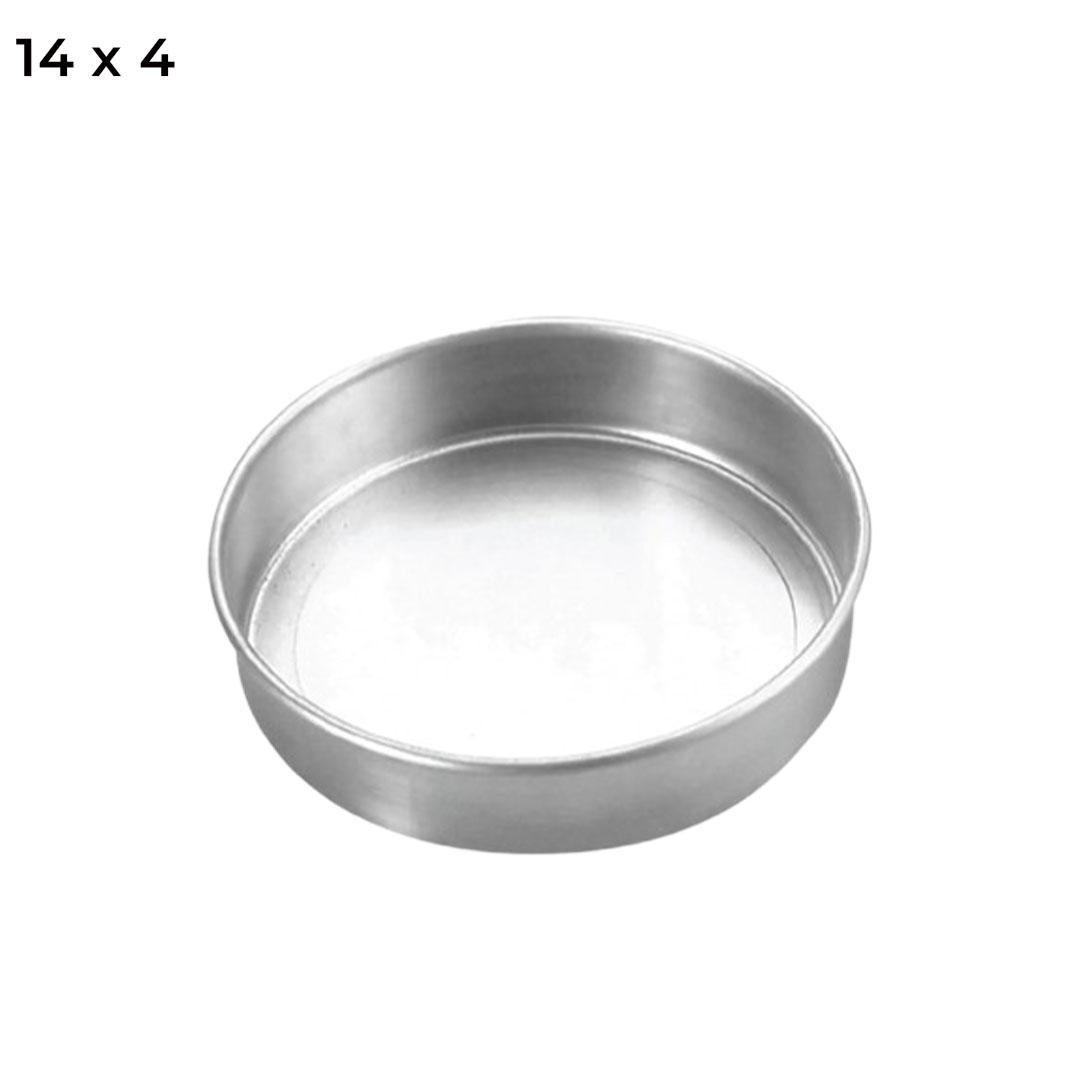 4KG 14'' X 4'' ROUND HANDCRAFTED JUAKALI ALUMINIUM CAKE BAKING PAN TIN