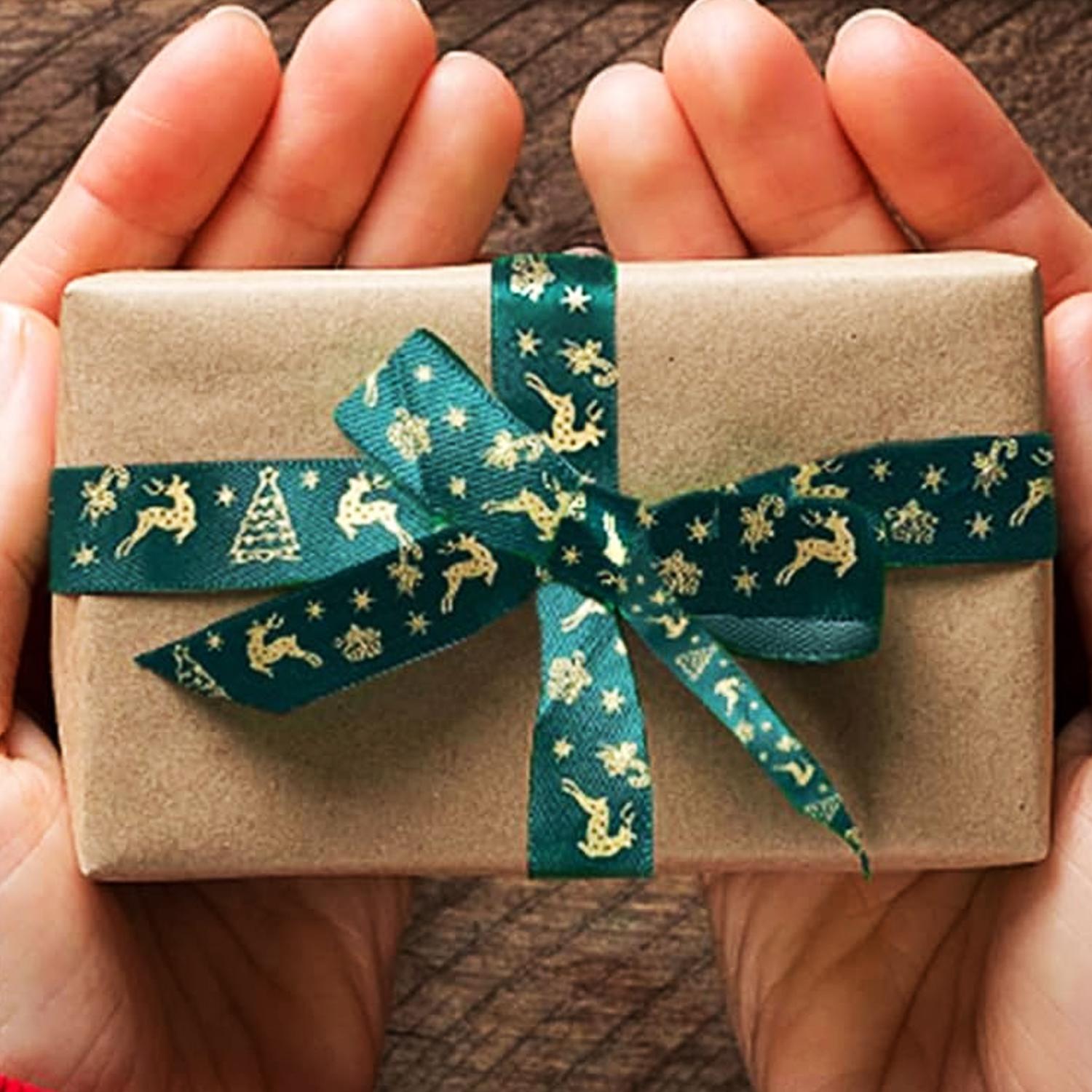 1M GREEN CHRISTMAS SATIN CLOTH RIBBON