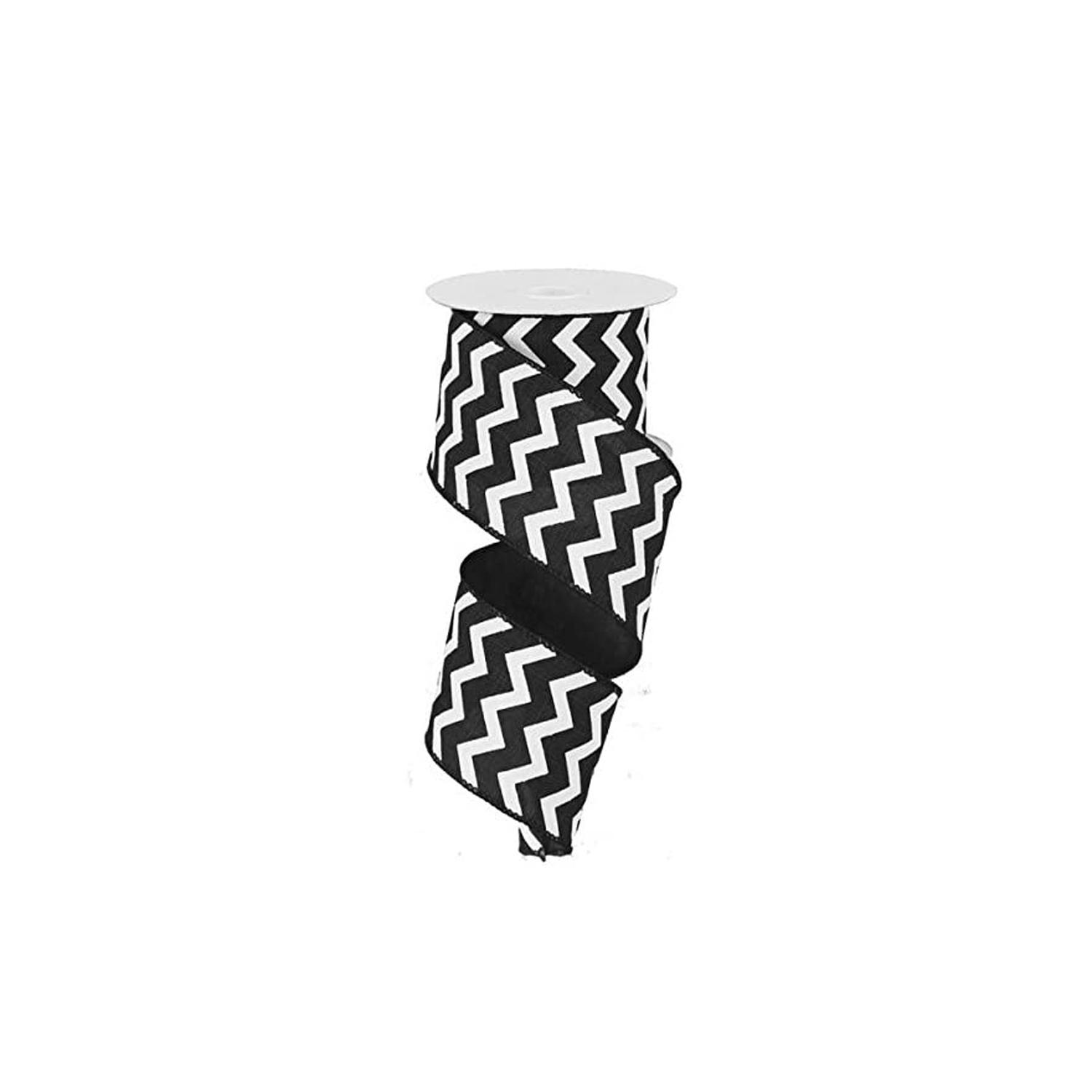 1M FANCY RIBBON BLACK AND WHITE CHEVRON