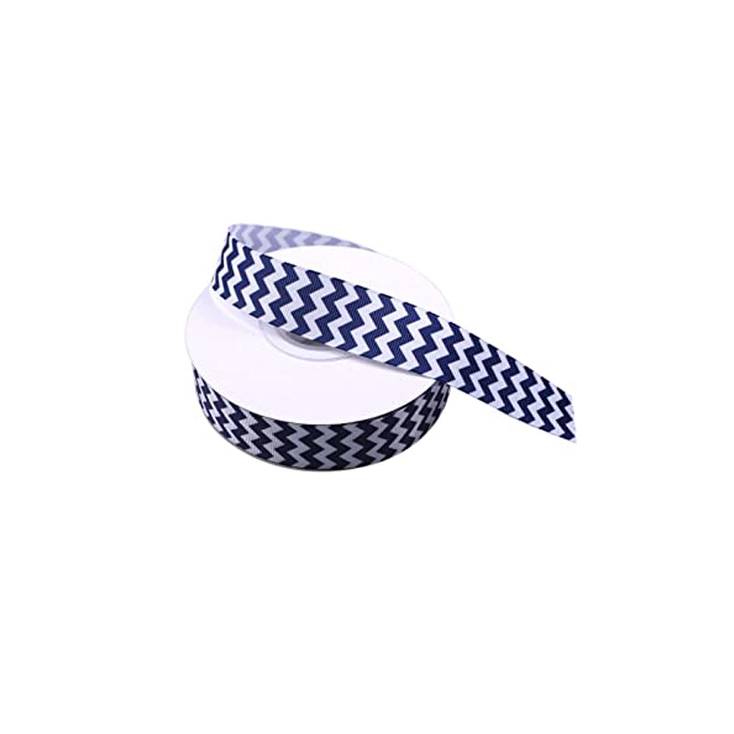 1M FANCY RIBBON BLUE AND WHITE CHEVRON