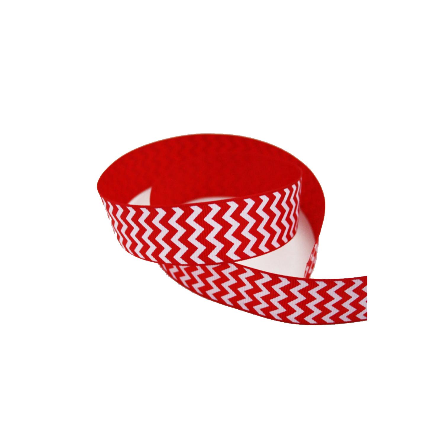 1M FANCY RIBBON RED AND WHITE CHEVRON