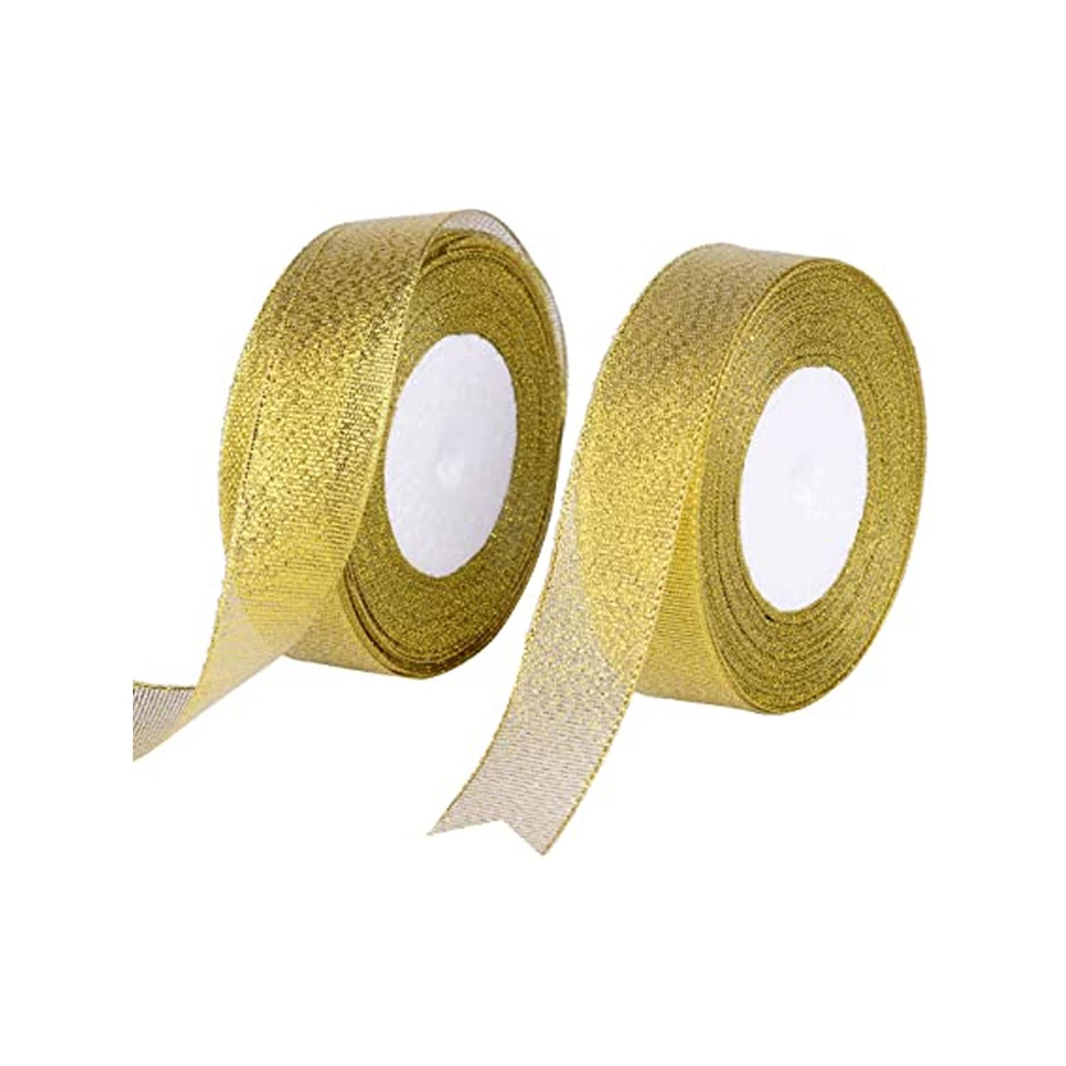 1M GOLD GLITTER RIBBON 0.5''