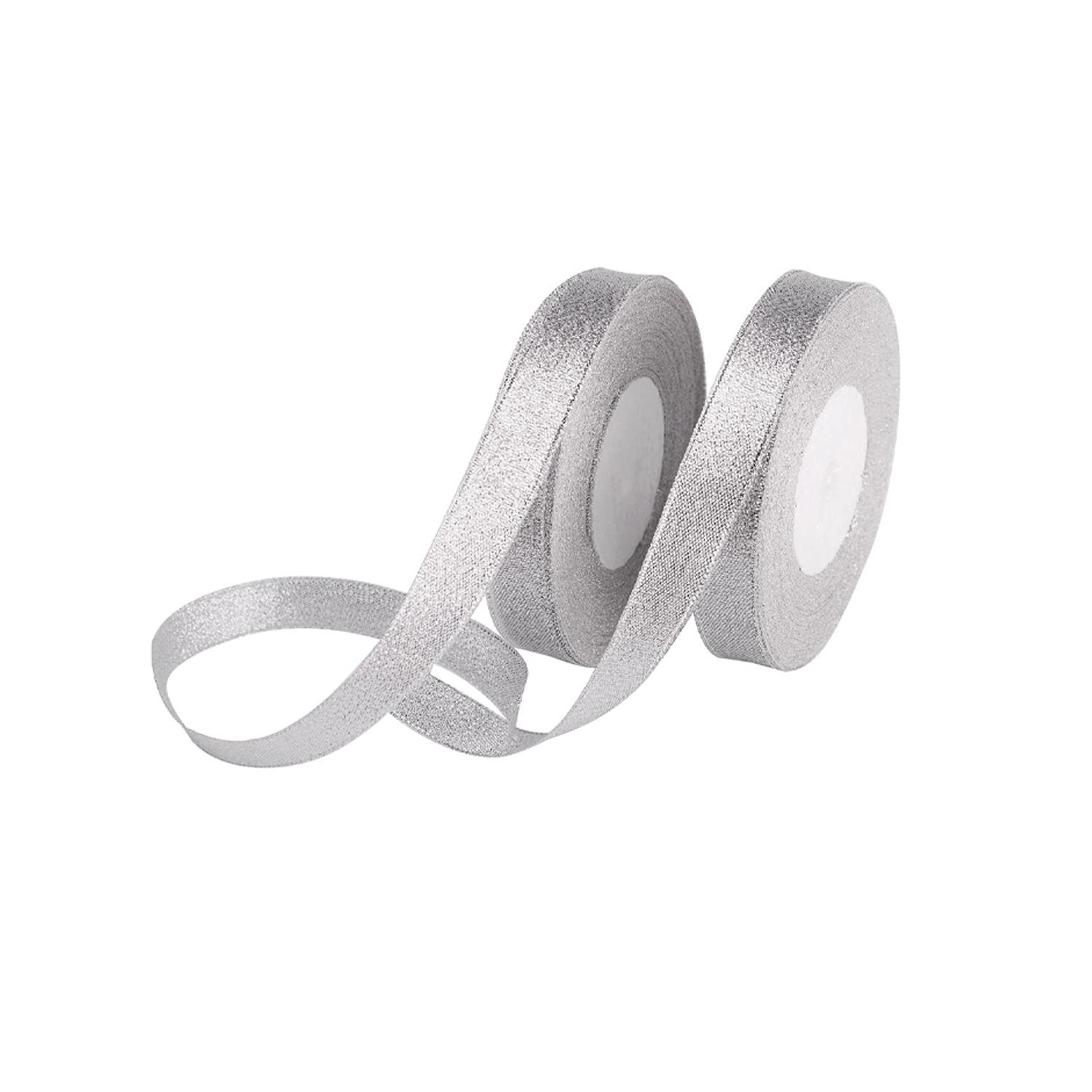 1M SILVER GLITTER RIBBON 0.5''