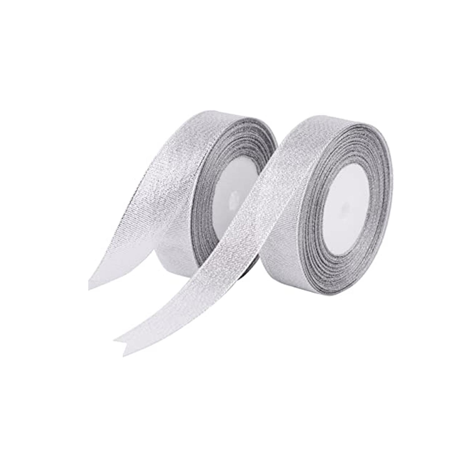 1M SILVER GLITTER RIBBON 1''