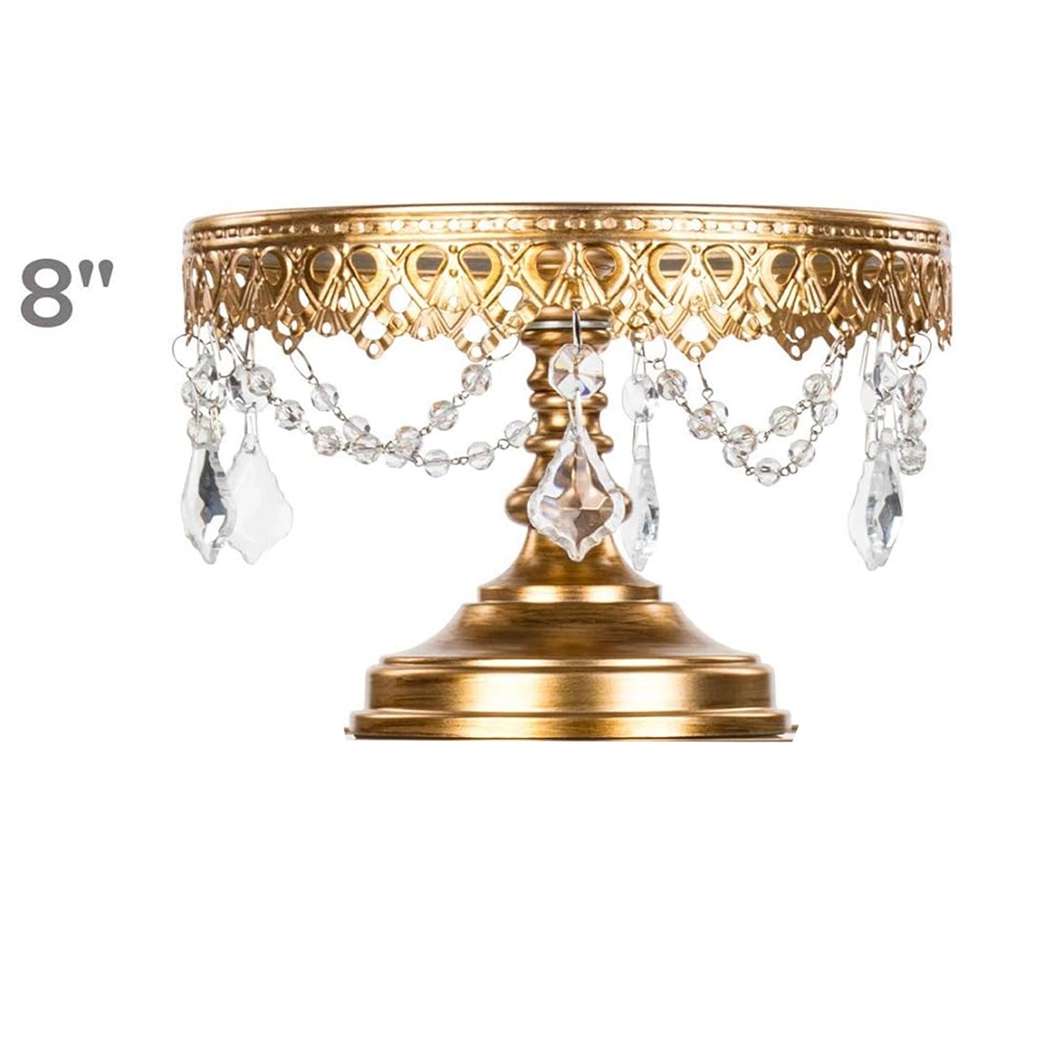 1PC GOLD CLEAR GLASS TOP CAKE STAND DIAMETER 20CM
