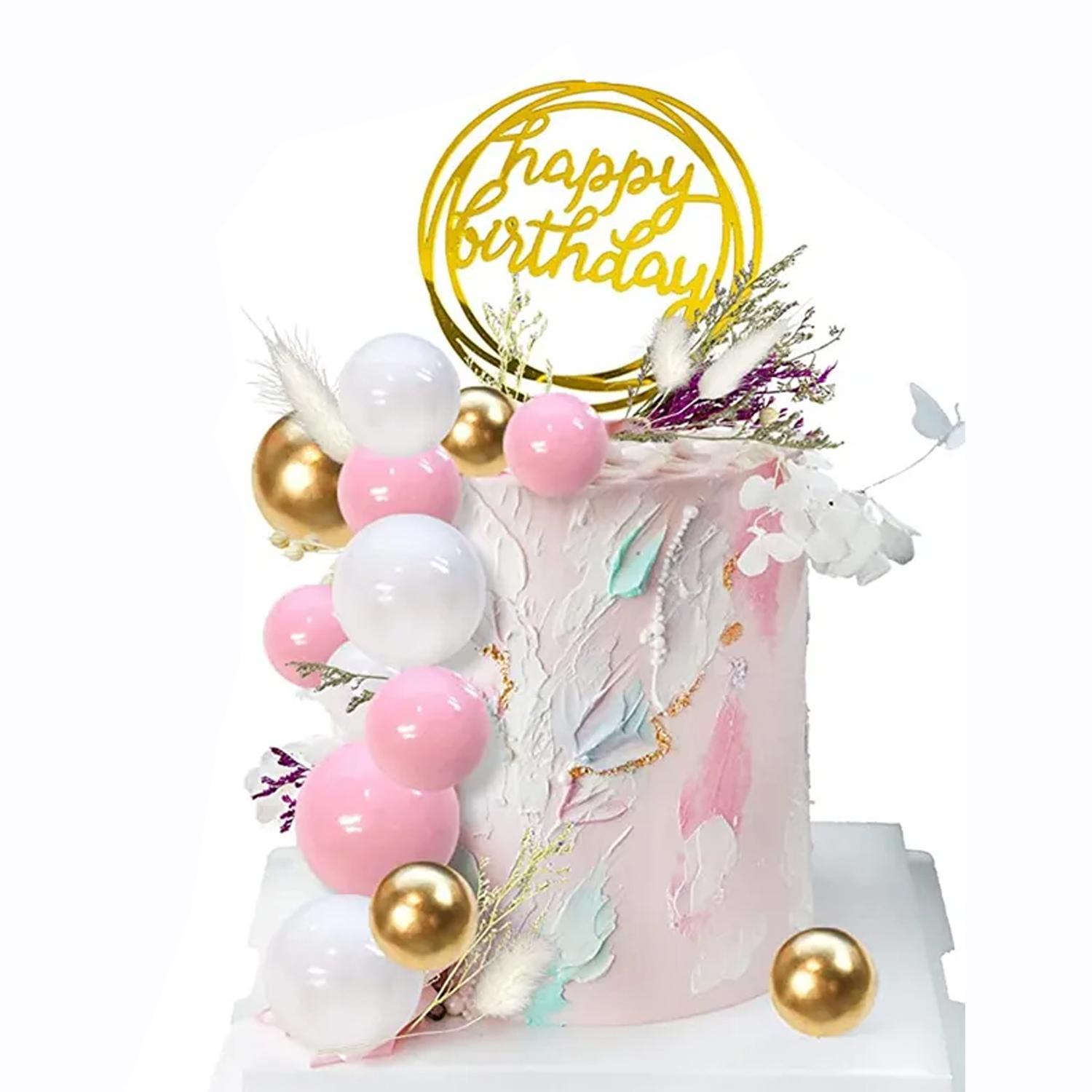 20PCS PINK SPHERE CAKE TOPPER