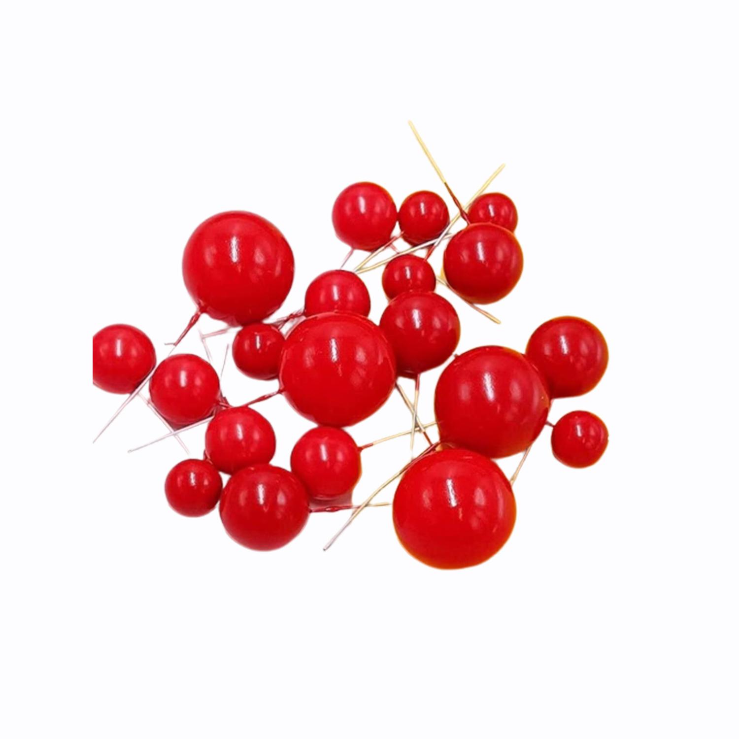 20PCS RED SPHERE CAKE TOPPER