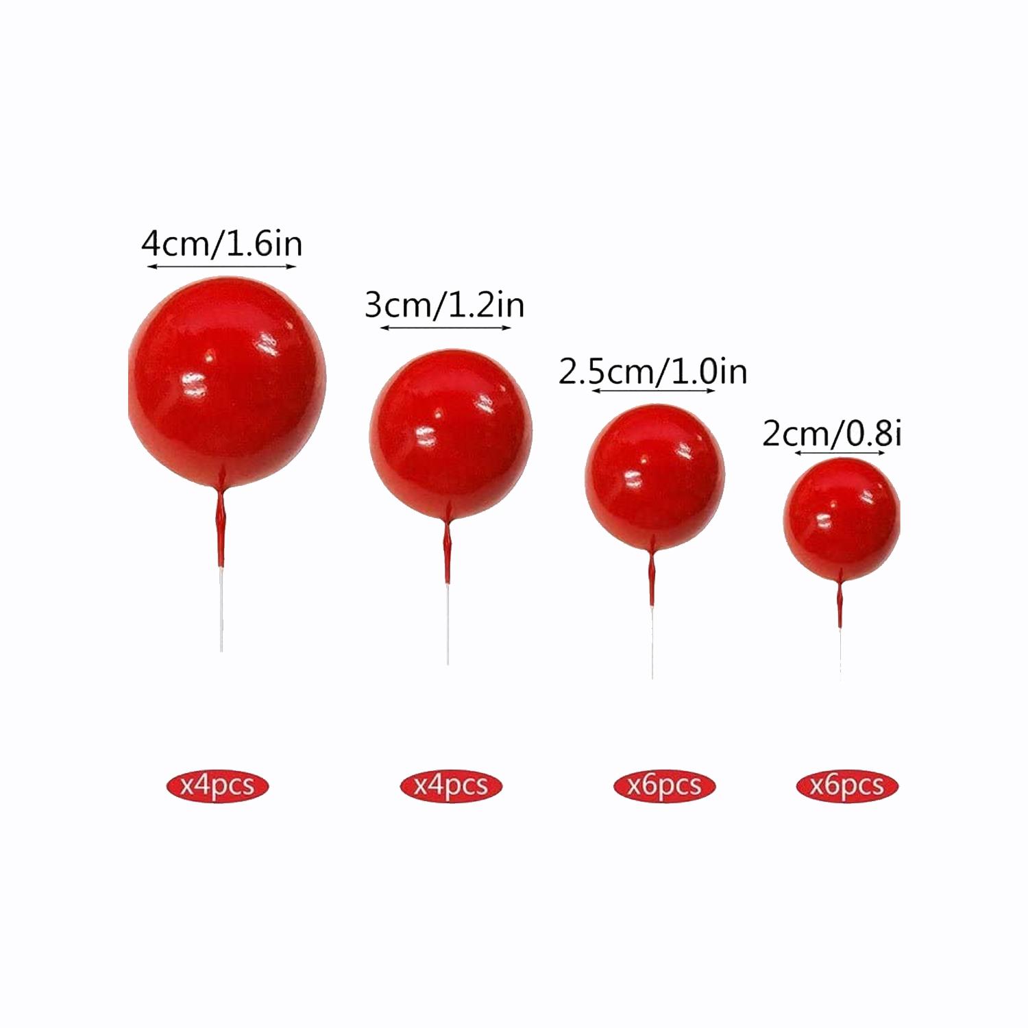 20PCS RED SPHERE CAKE TOPPER