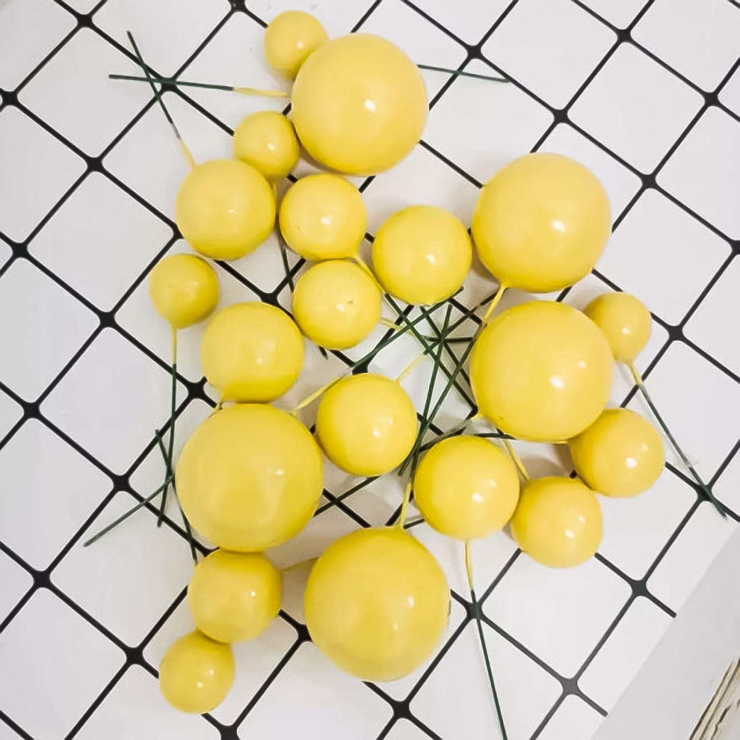 20PCS YELLOW SPHERE CAKE TOPPER