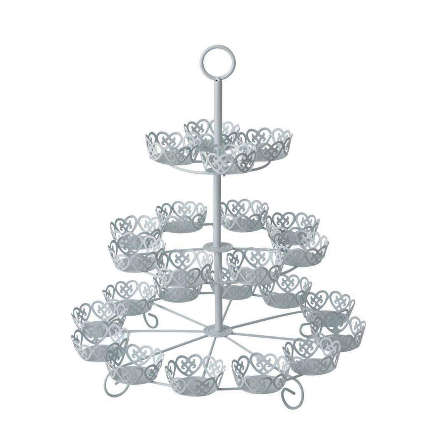 22PC WHITE METALLIC CUPCAKE STAND