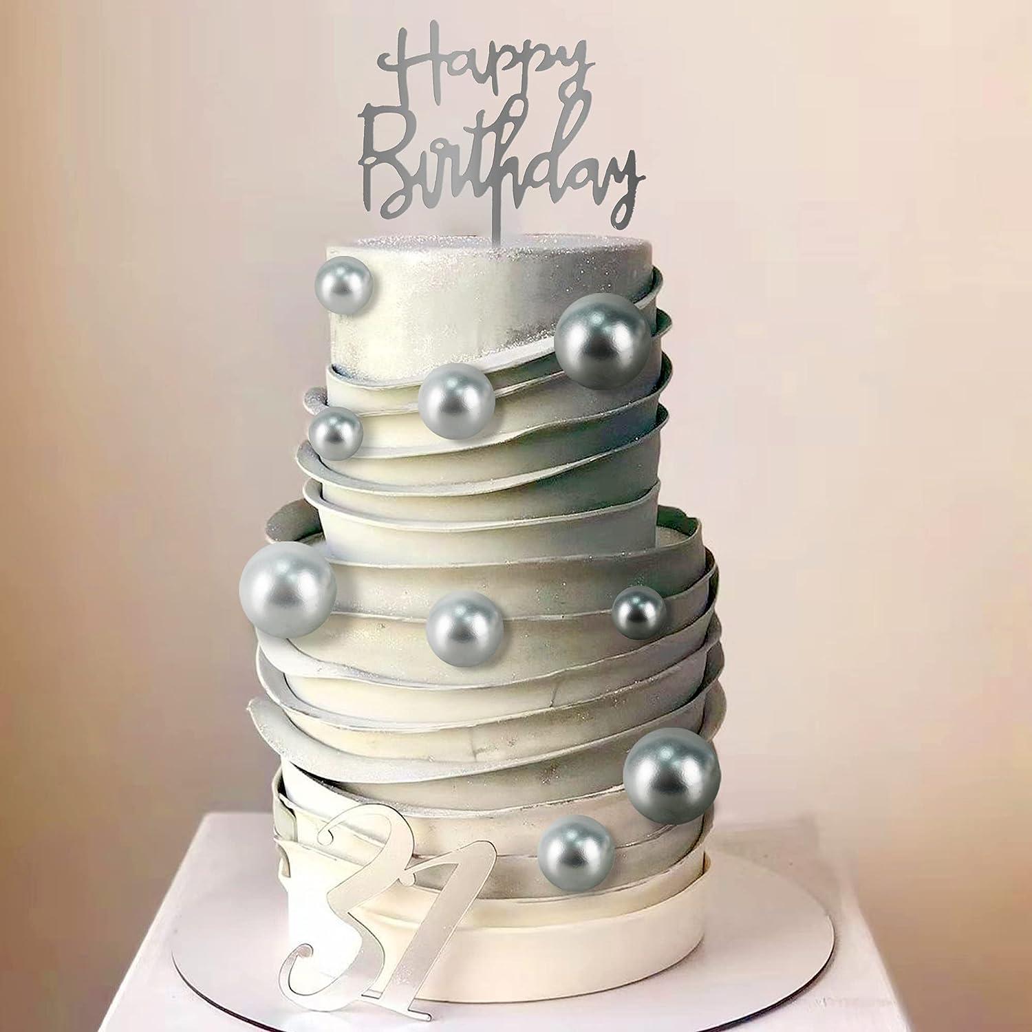 25PCS SILVER SPHERE CAKE TOPPER