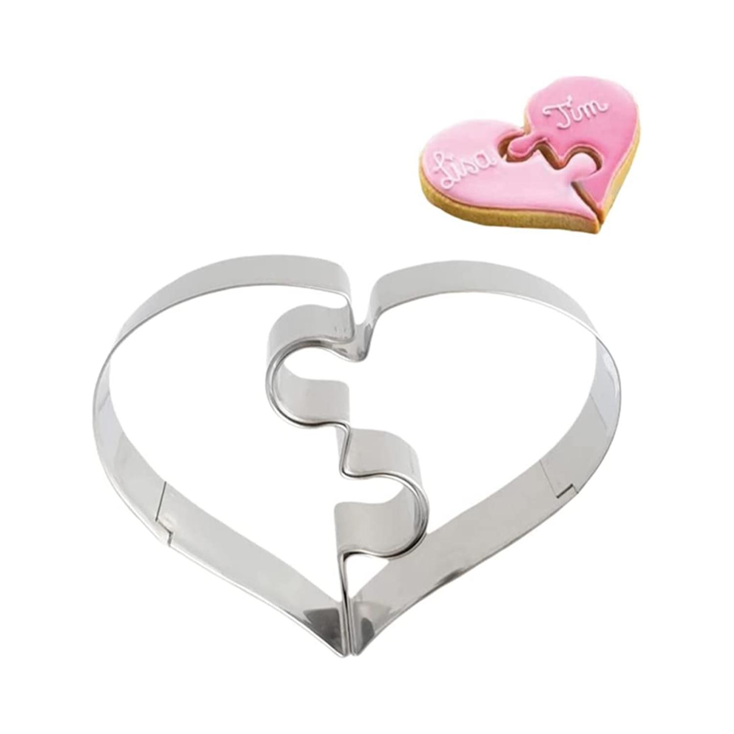 2PCS STAINLESS STEEL HALF HEART CUTTER SET