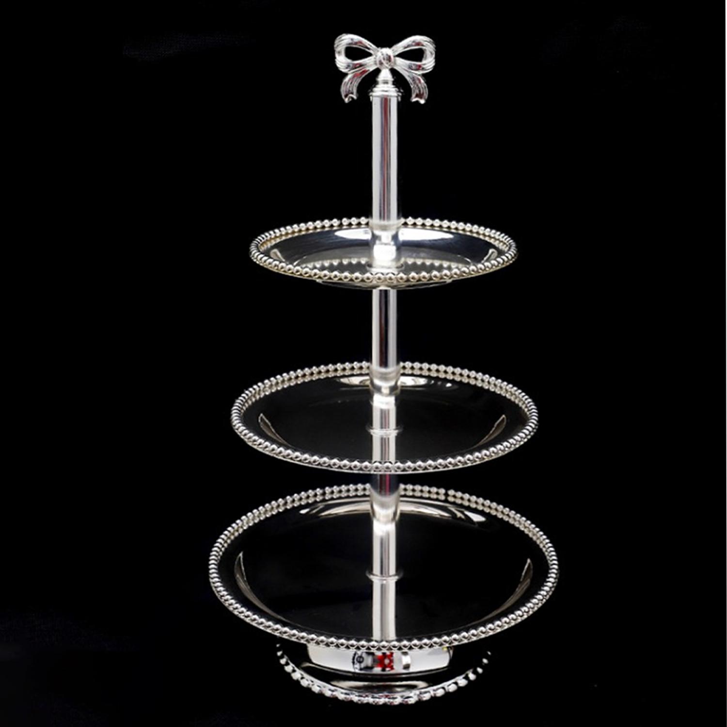 3 TIER SILVER ROUND DESSERT STAND