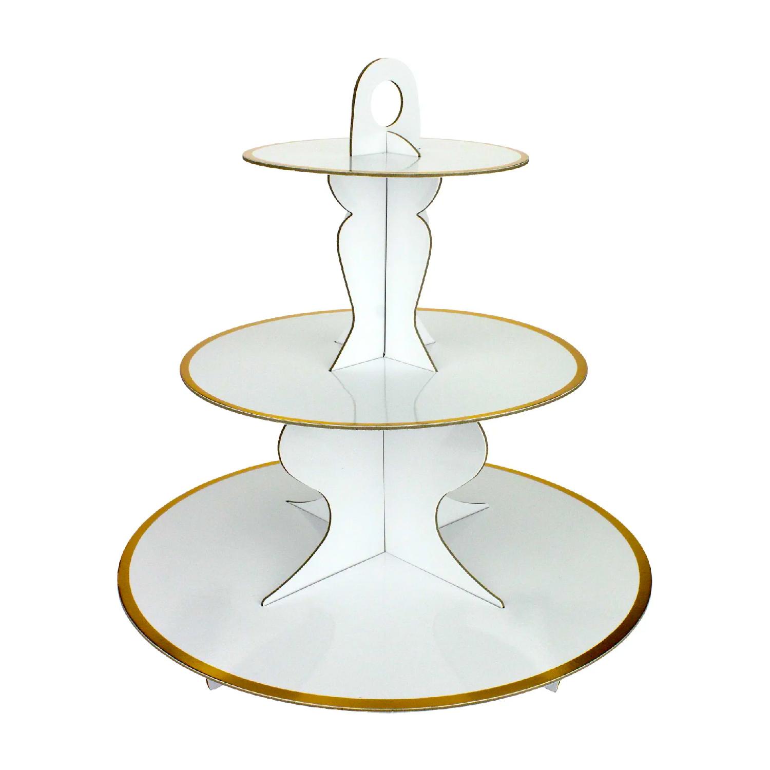 3 TIER GOLD STRIPE CUPCAKE STAND