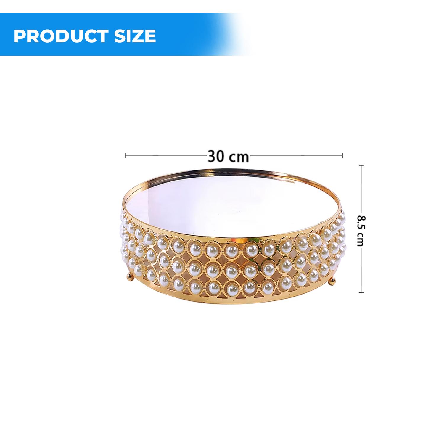 30CM GOLD ROUND PEARLS CAKE STAND
