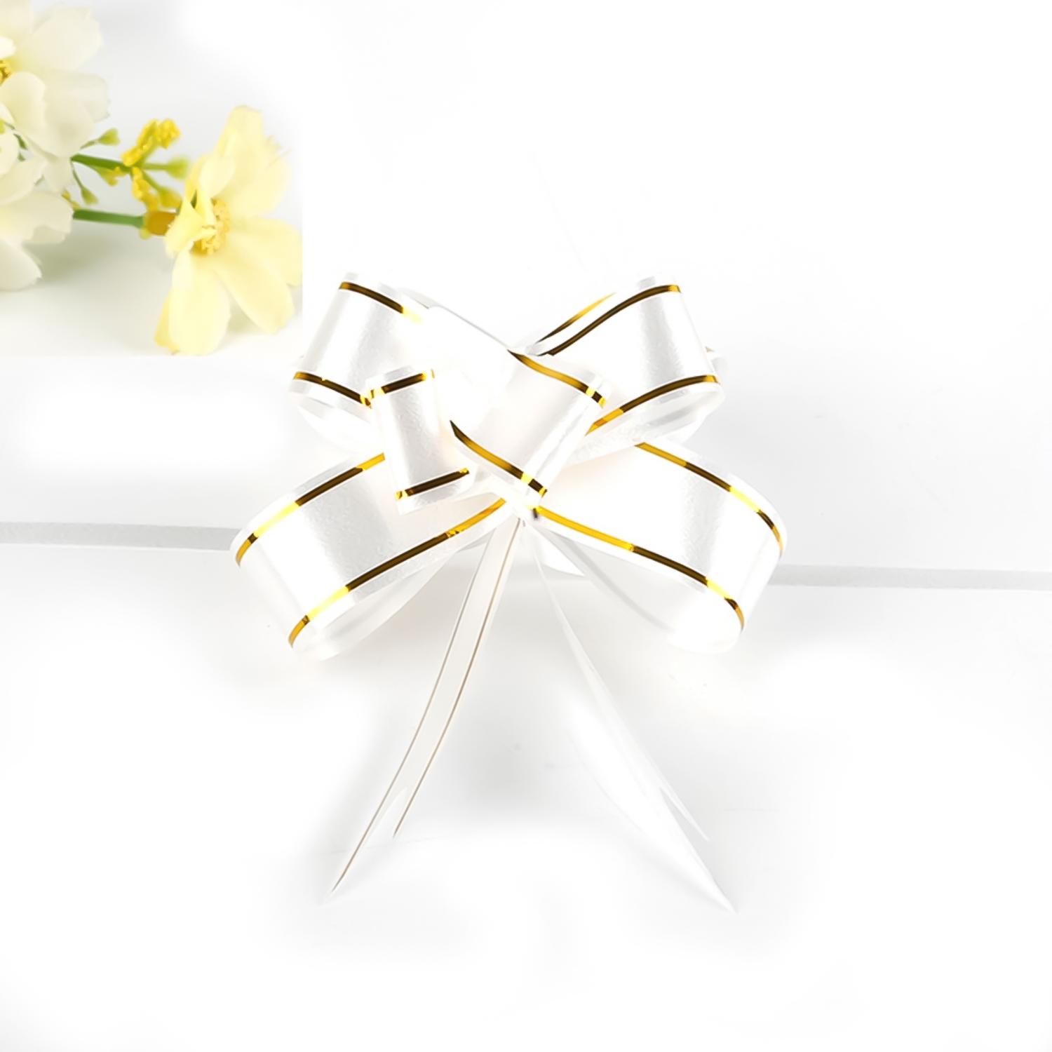 35CM PULL FLOWER RIBBON WHITE