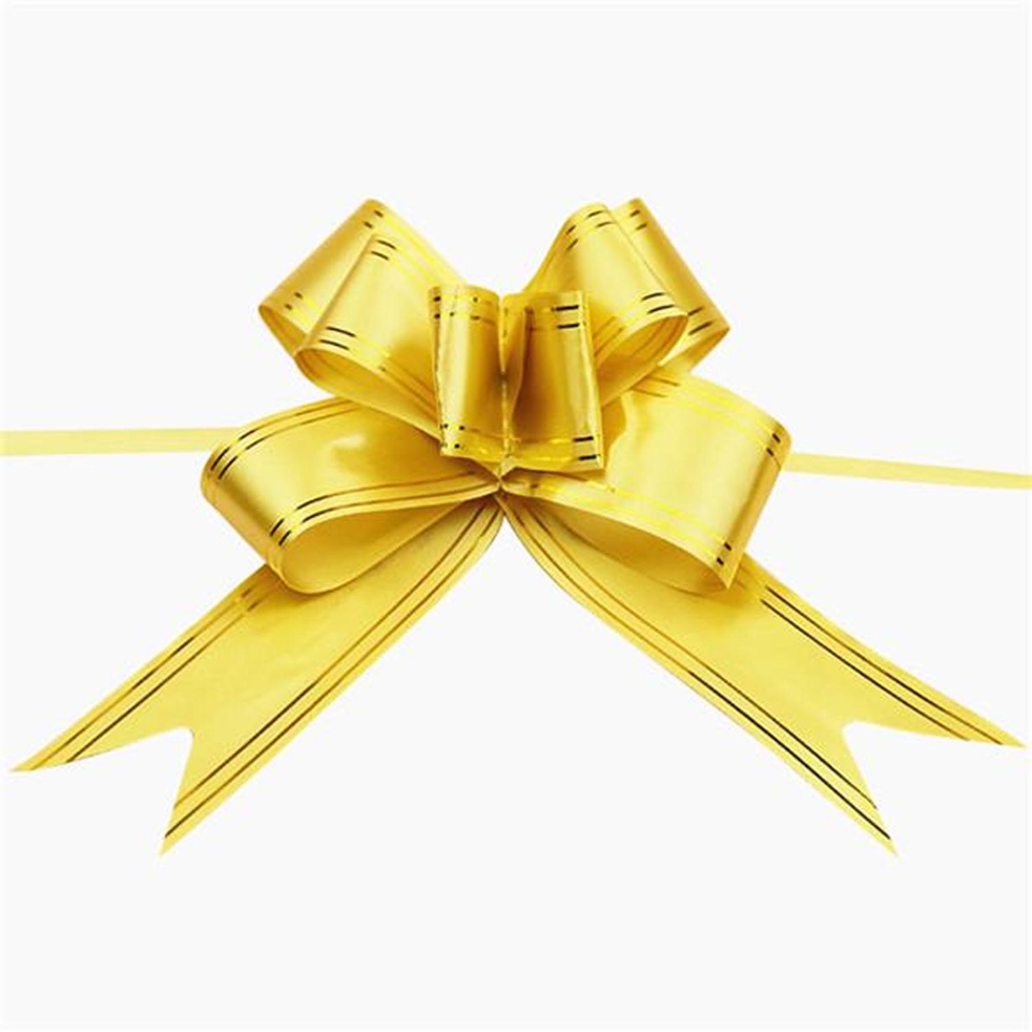 35CM PULL FLOWER RIBBON GOLD