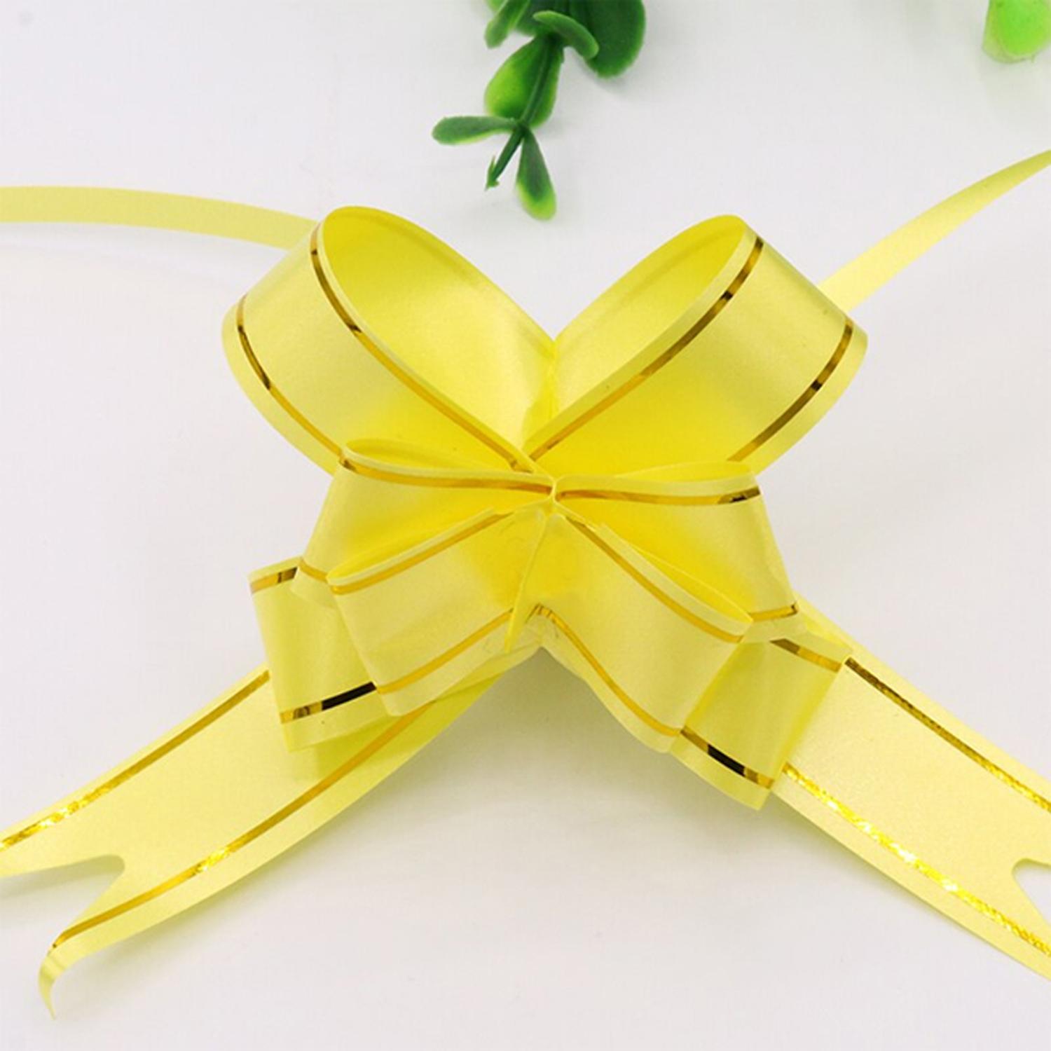 35CM PULL FLOWER RIBBON YELLOW
