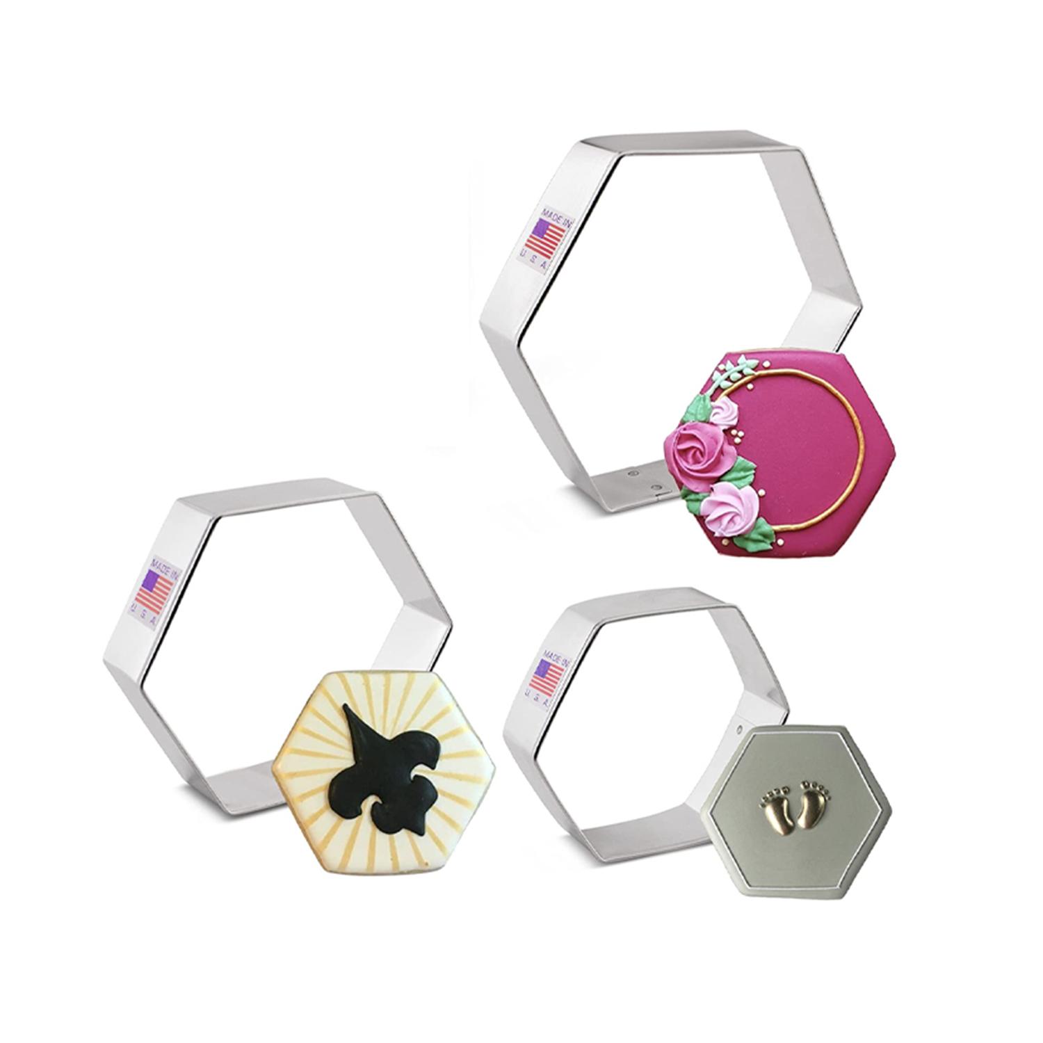 3PCS METALLIC HEXAGON CUTTER SET