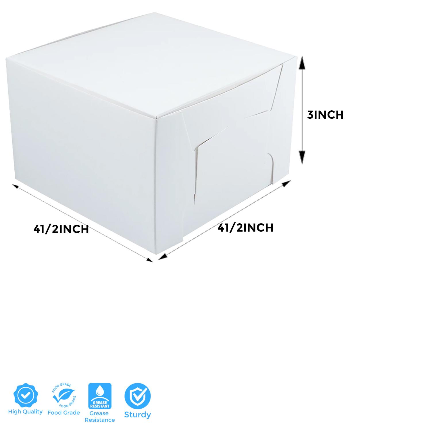 WHITE 4.5 X 4.5 X 3 INCHES CAKE BOX