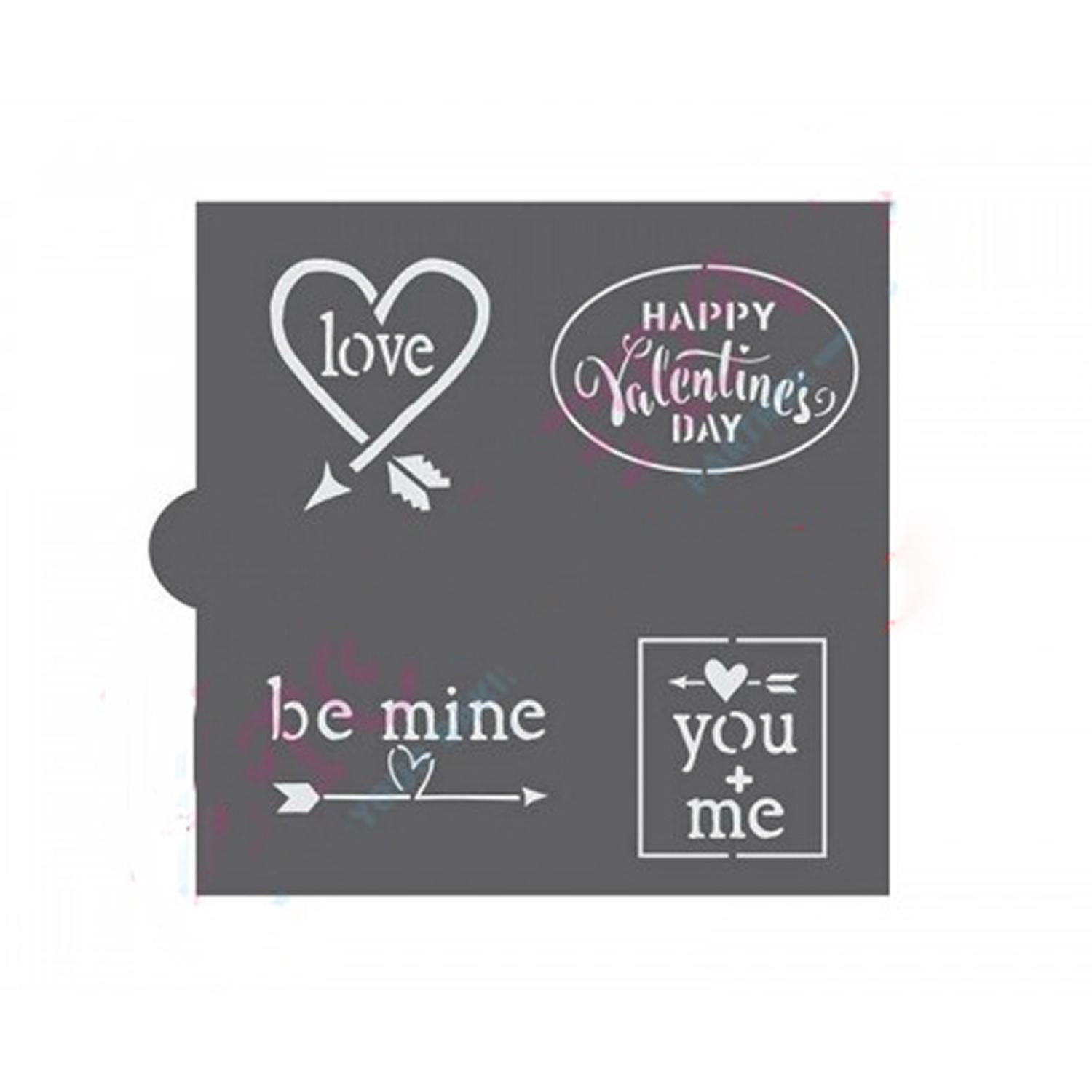 4PC VALENTNES CAKE STENCIL