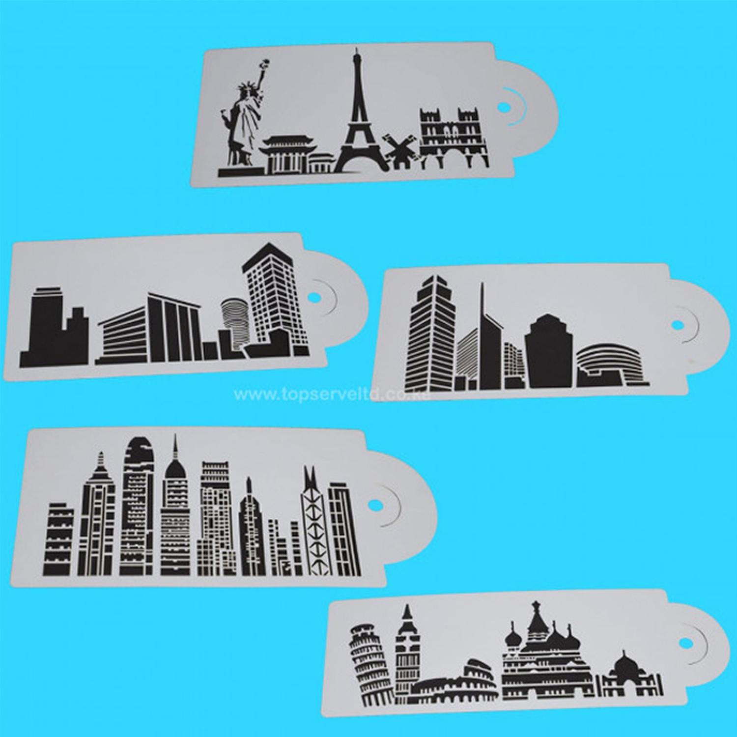 5PC CITY SKYLINE STENCIL