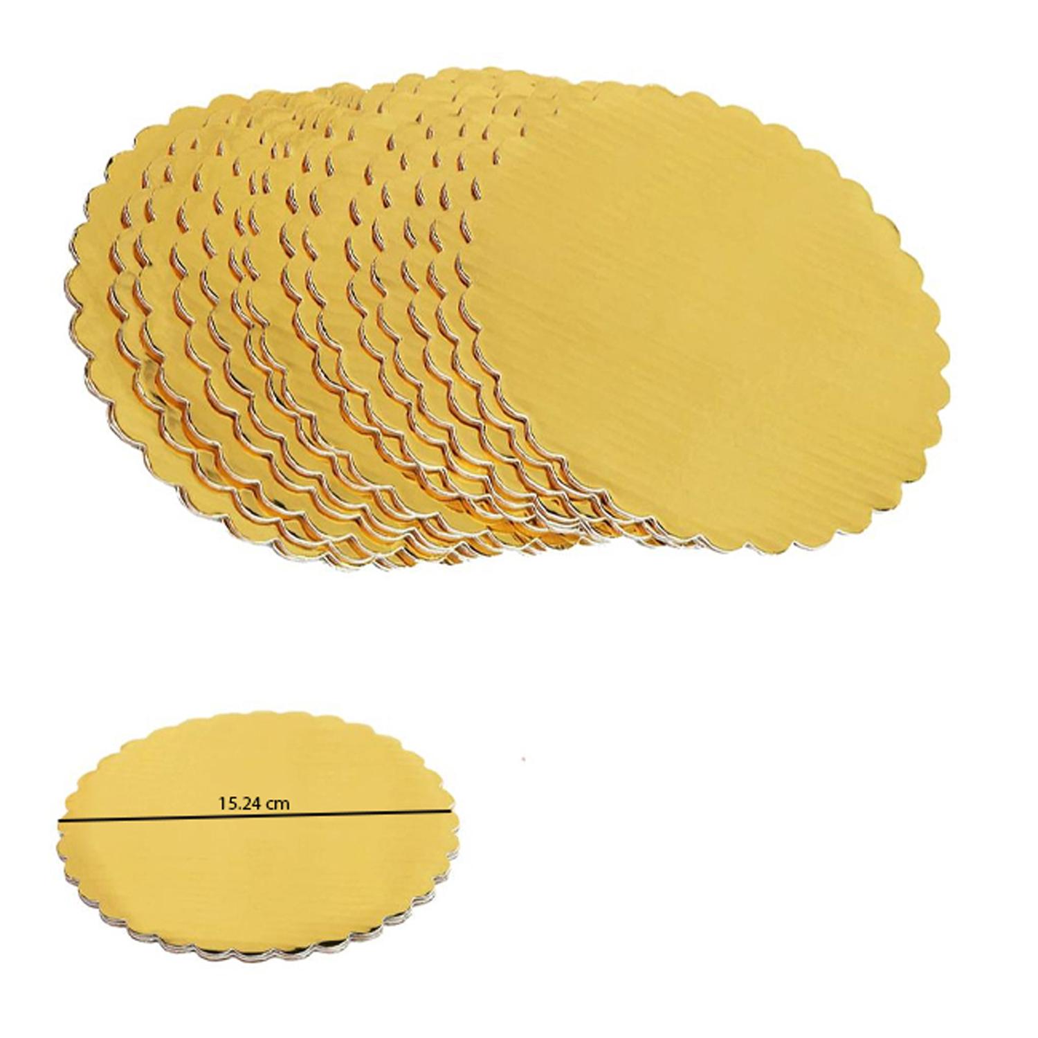 6'' ROUND SCALLOPED GOLD CAKE BOARD