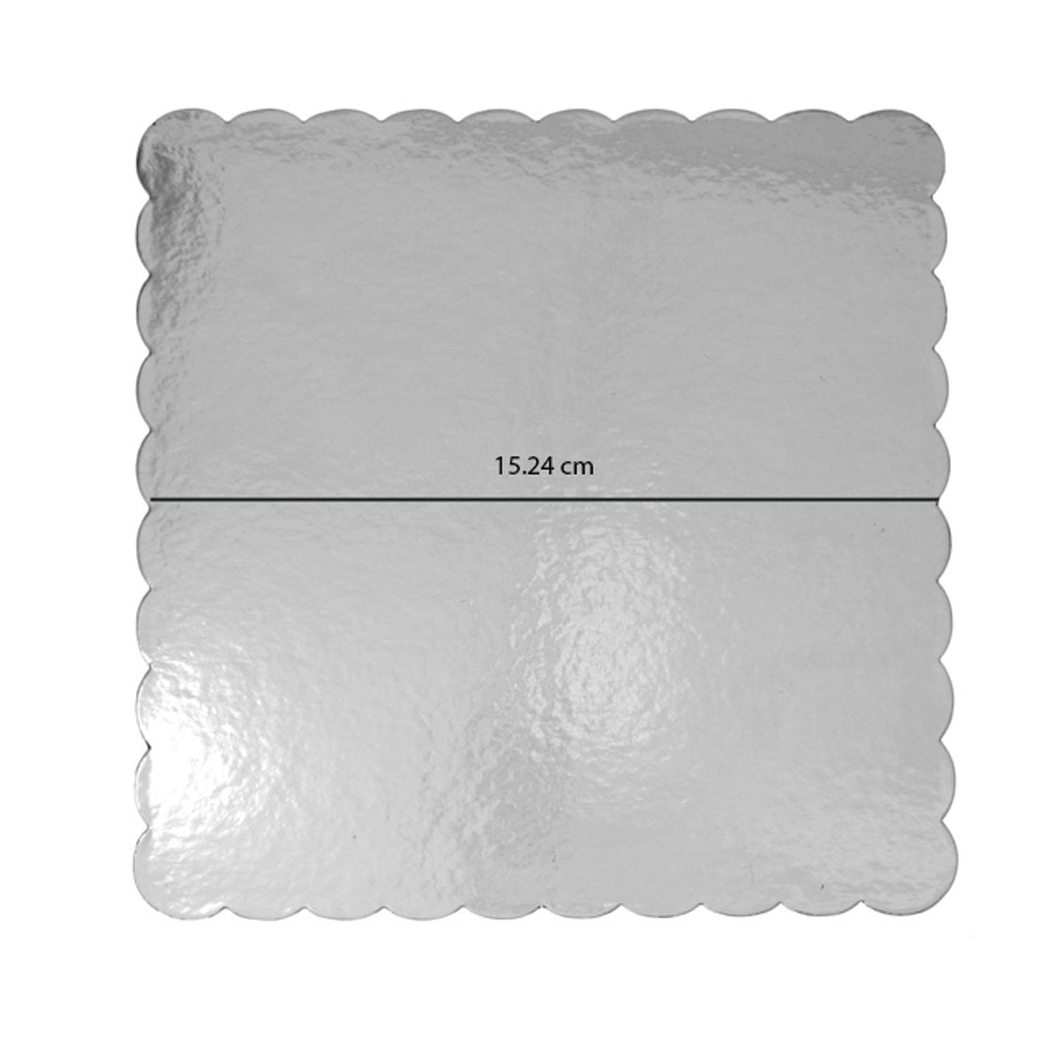 6'' SQUARE SCALLOPED SILVER CAKE BOARD