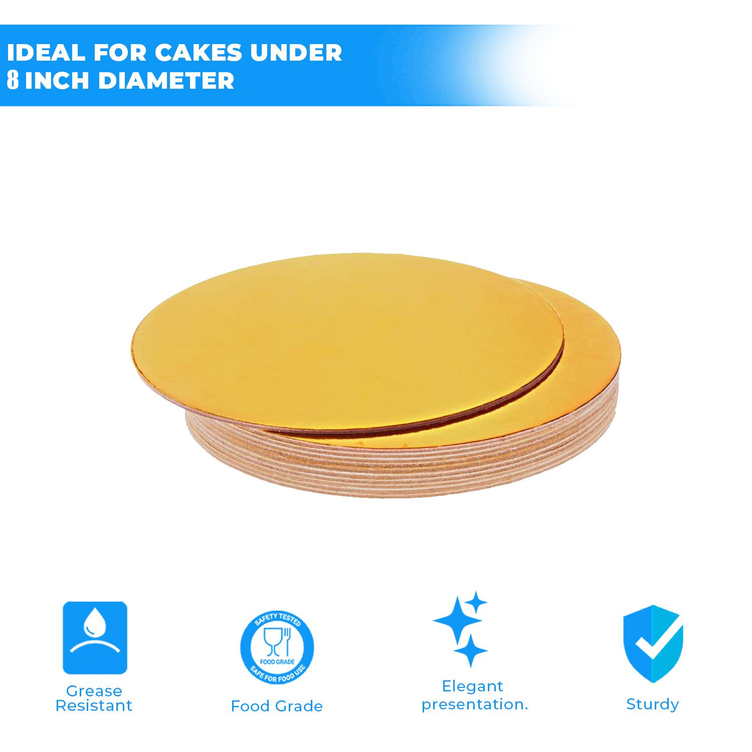 8'' ROUND SMOOTH GOLD CAKE BOARD