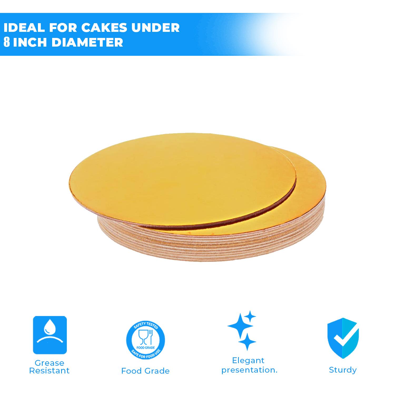 8-INCH ROUND SMOOTH GOLD CAKE BOARD
