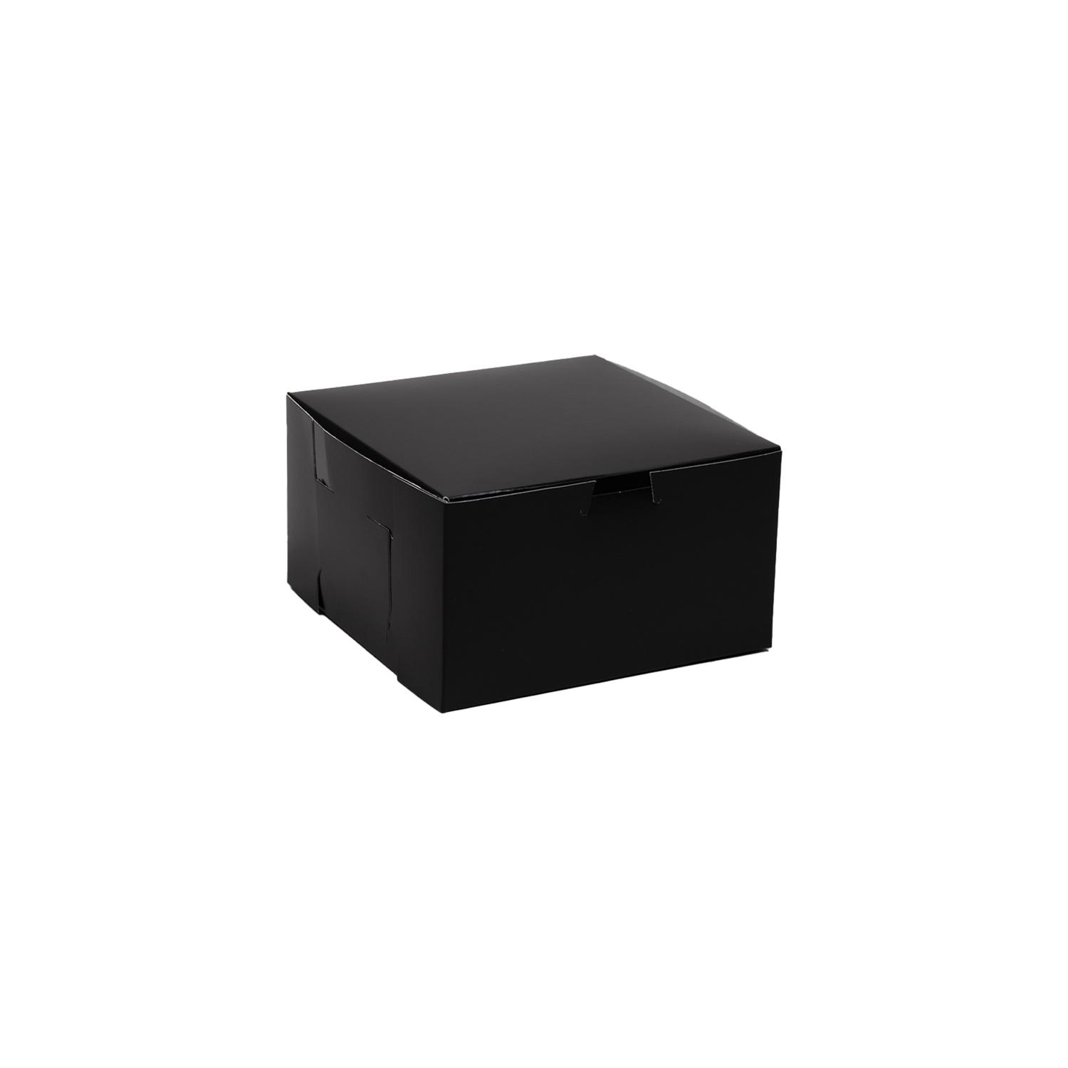 BLACK 8 X 8 X 4 INCHES CAKE BOX