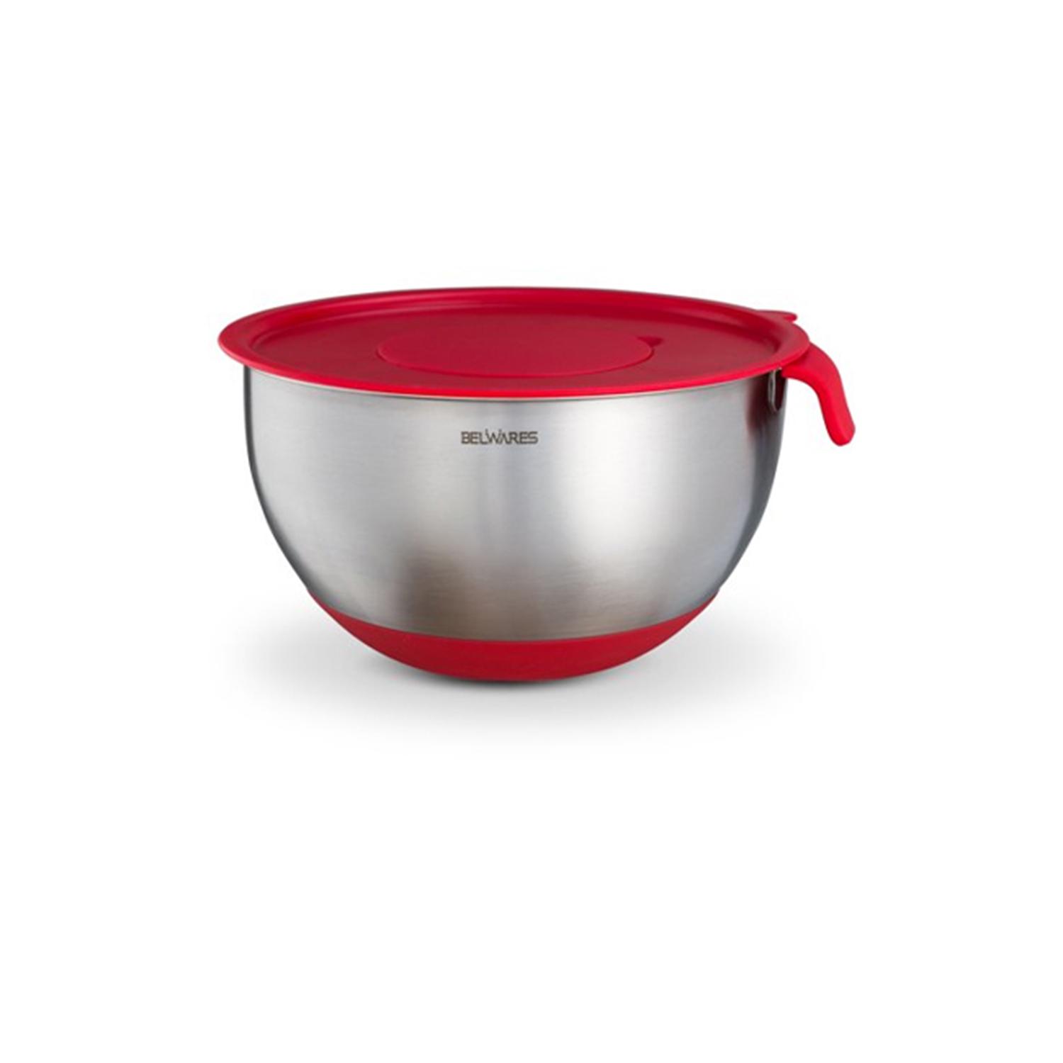 8.5'' STAINLESS STEEL MIXING BOWL WITH HANDLE AND SILICONE BASE