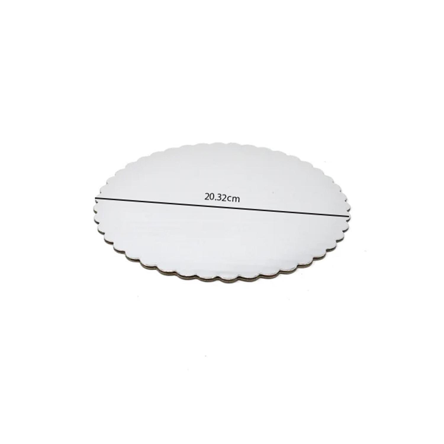 8'' ROUND SCALLOPED SILVER CAKE BOARD