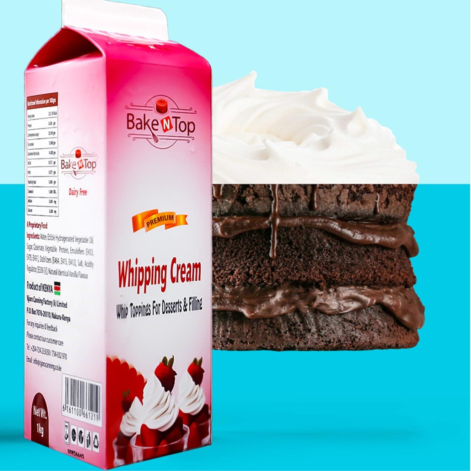 PACK OF 12 - BAKE N TOP WHIP CREAM WHITE 1KG (Wholesale)