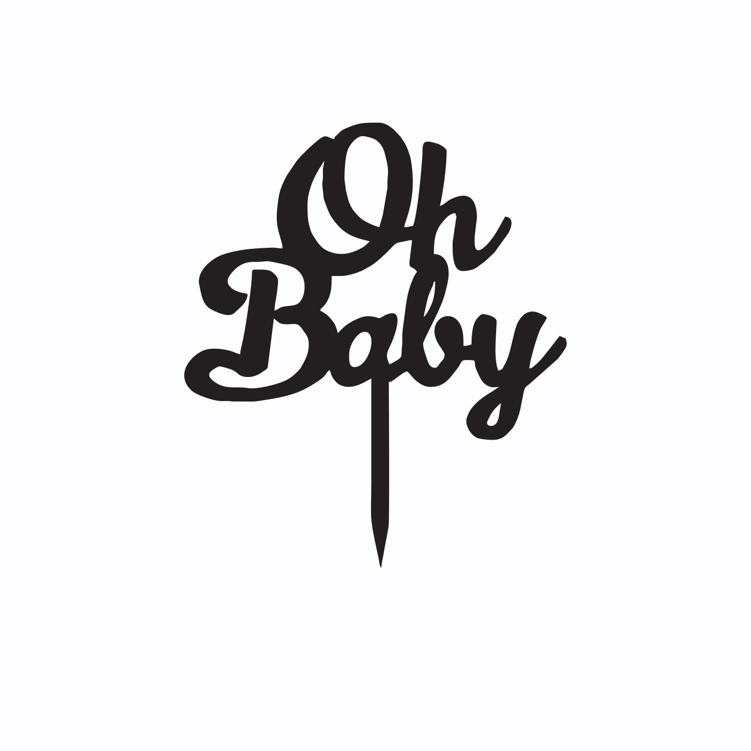 BLACK ACRYLIC BABY SHOWER TOPPER OH BABY