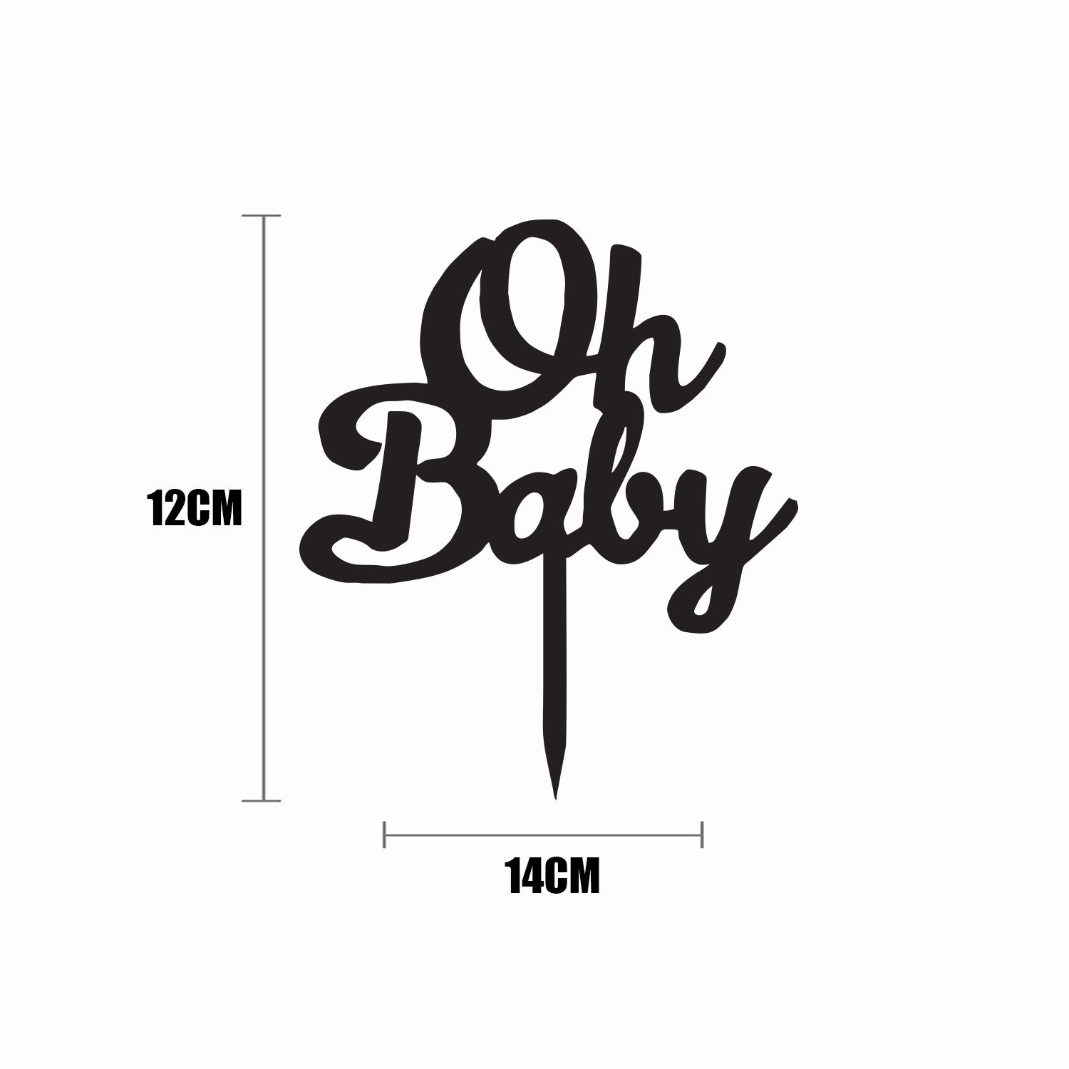 BLACK ACRYLIC BABY SHOWER TOPPER OH BABY
