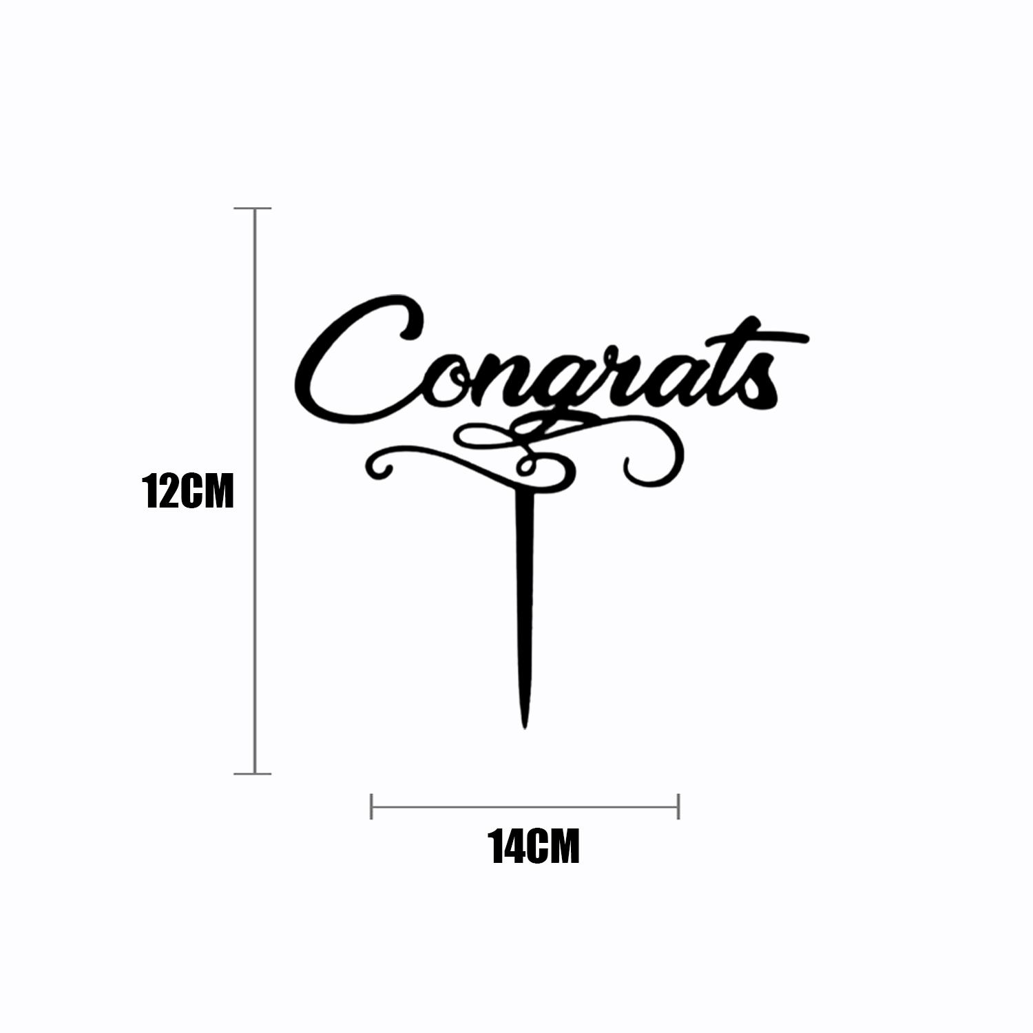 BLACK ACRYLIC GRADUATION TOPPER CONGRATS