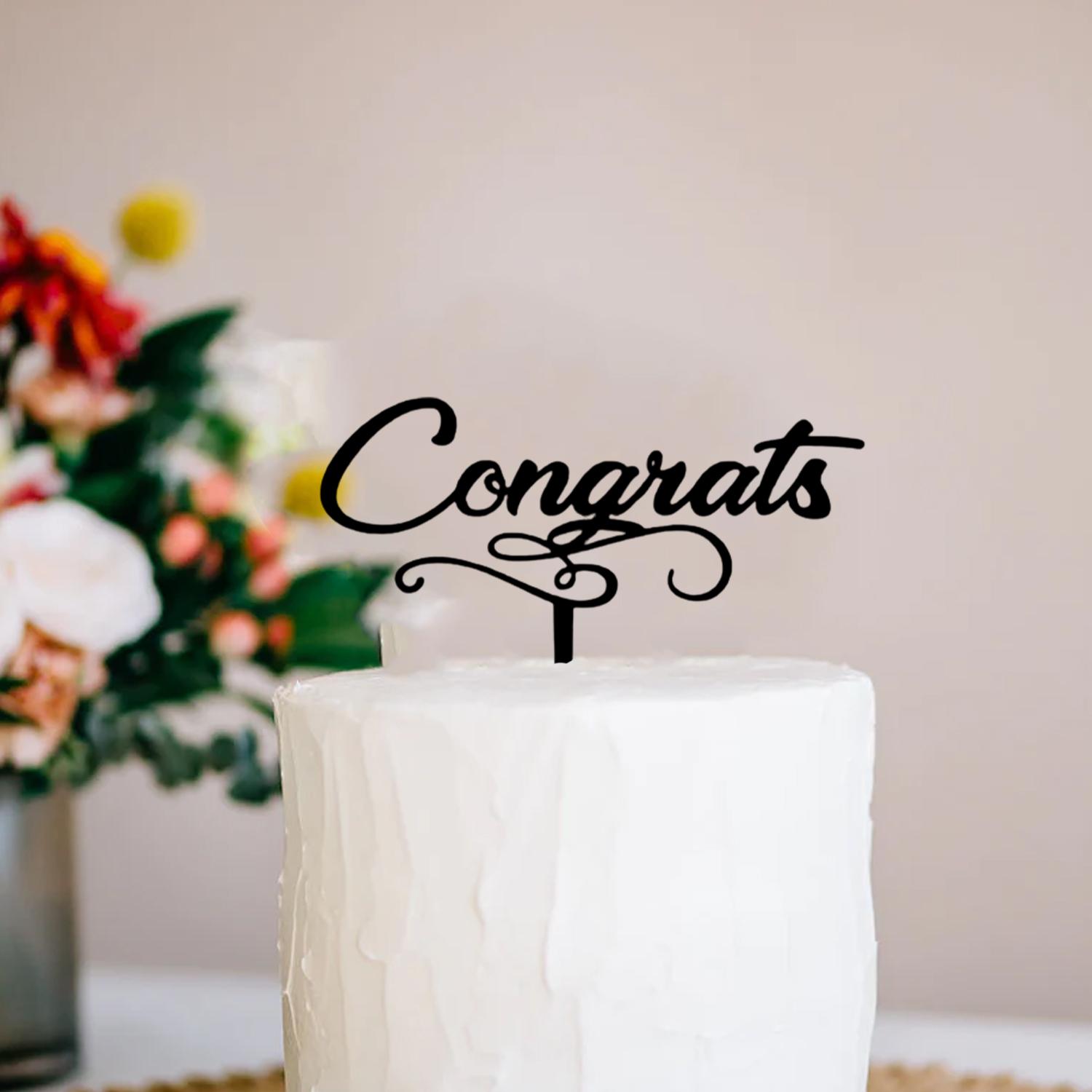 BLACK ACRYLIC GRADUATION TOPPER CONGRATS