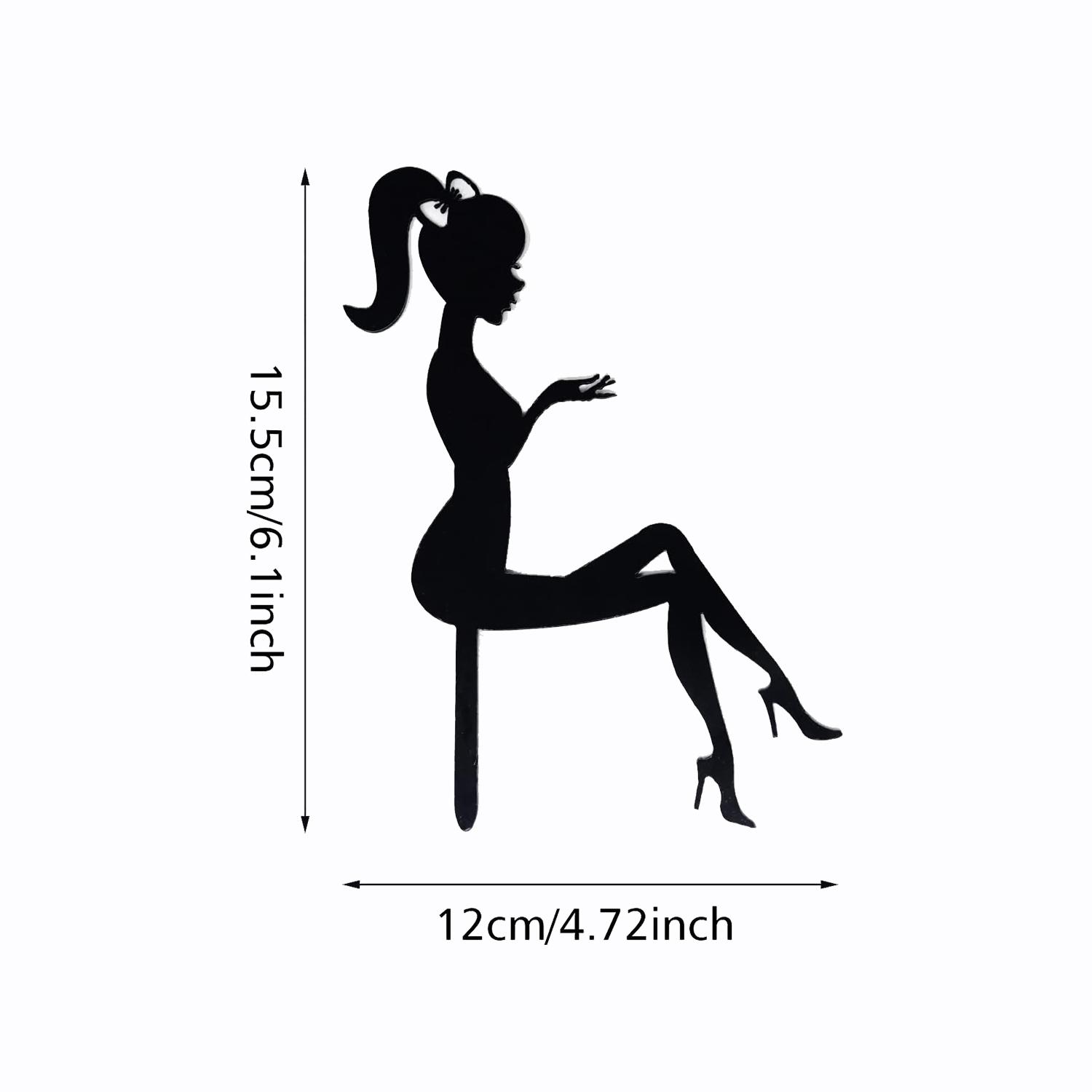BLACK ACRYLIC LADY SILHOUETTE TOPPER