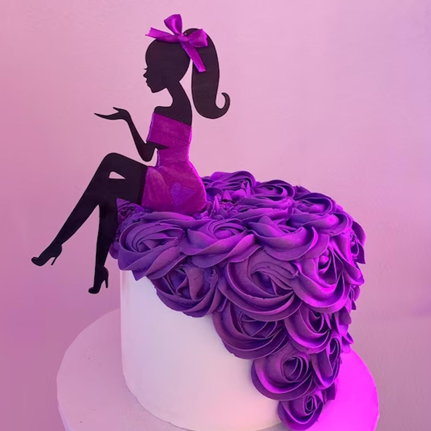 BLACK ACRYLIC LADY SILHOUETTE TOPPER