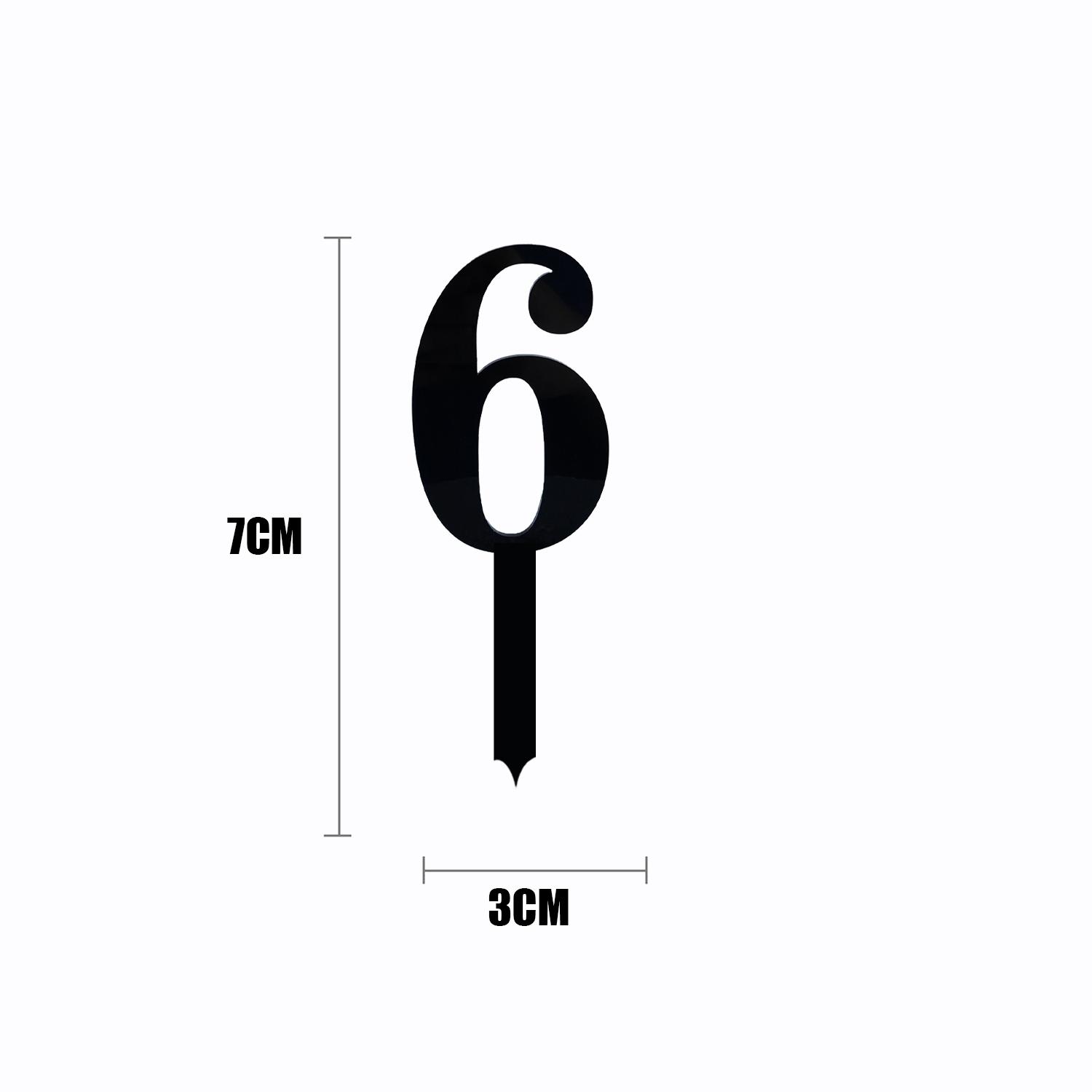 BLACK ACRYLIC MINI NUMBER TOPPER 6