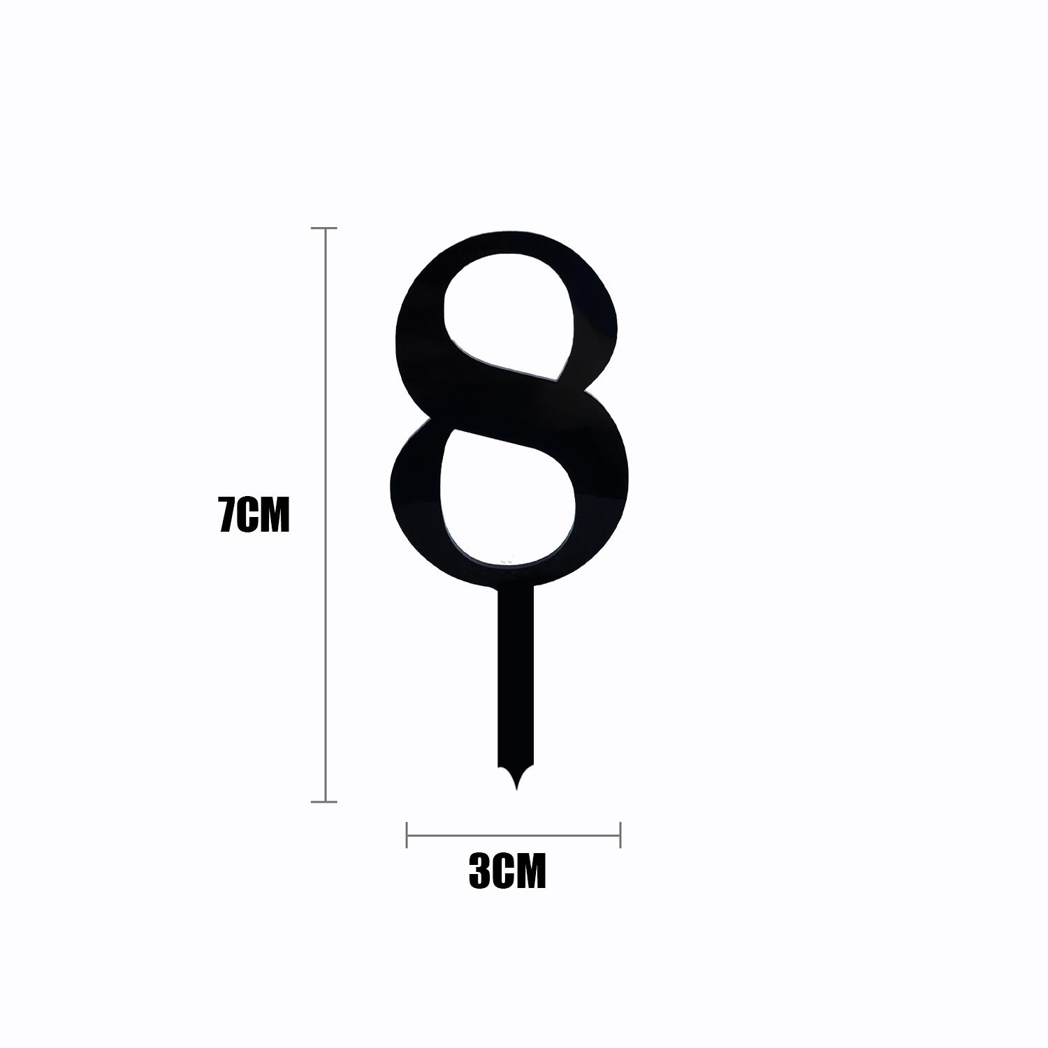 BLACK ACRYLIC MINI NUMBER TOPPER 8