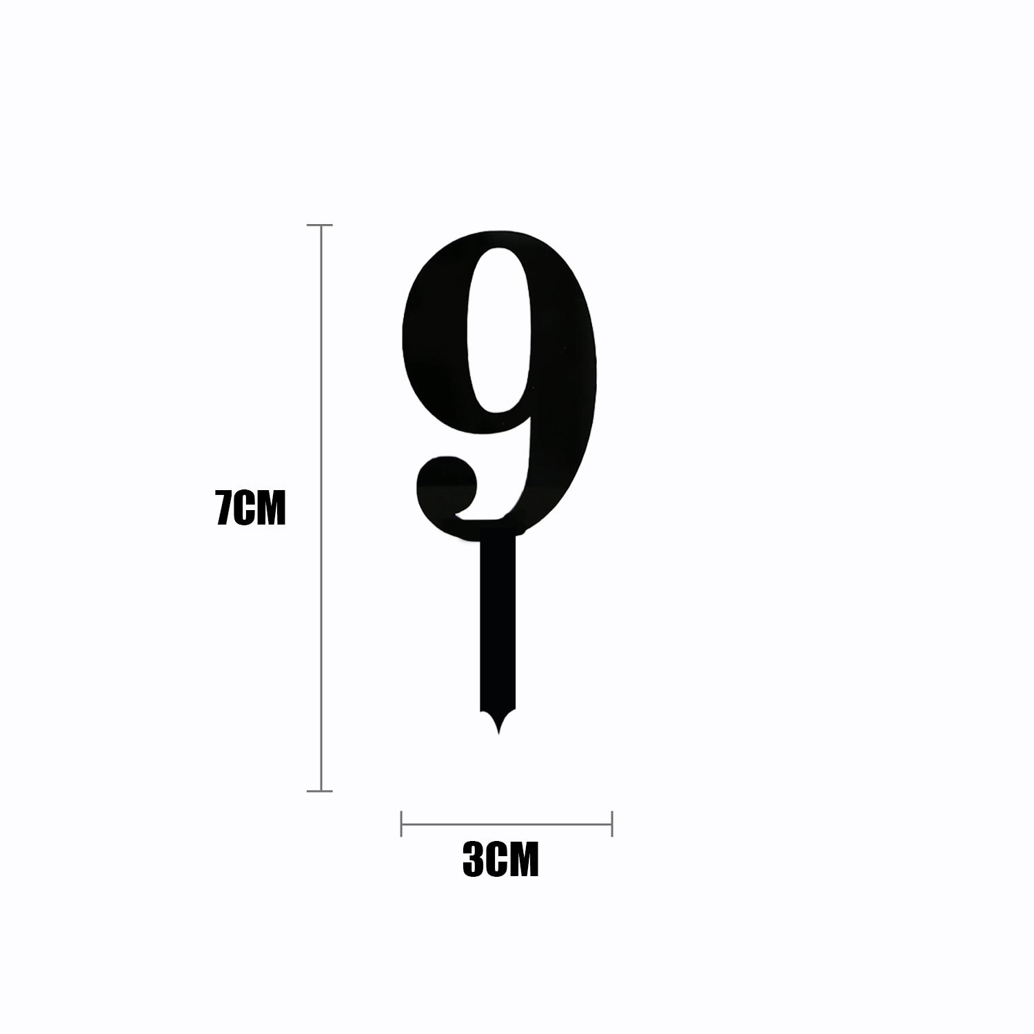 BLACK ACRYLIC MINI NUMBER TOPPER 9
