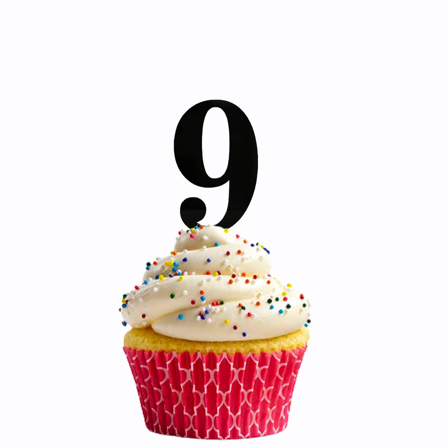 BLACK ACRYLIC MINI NUMBER TOPPER 9