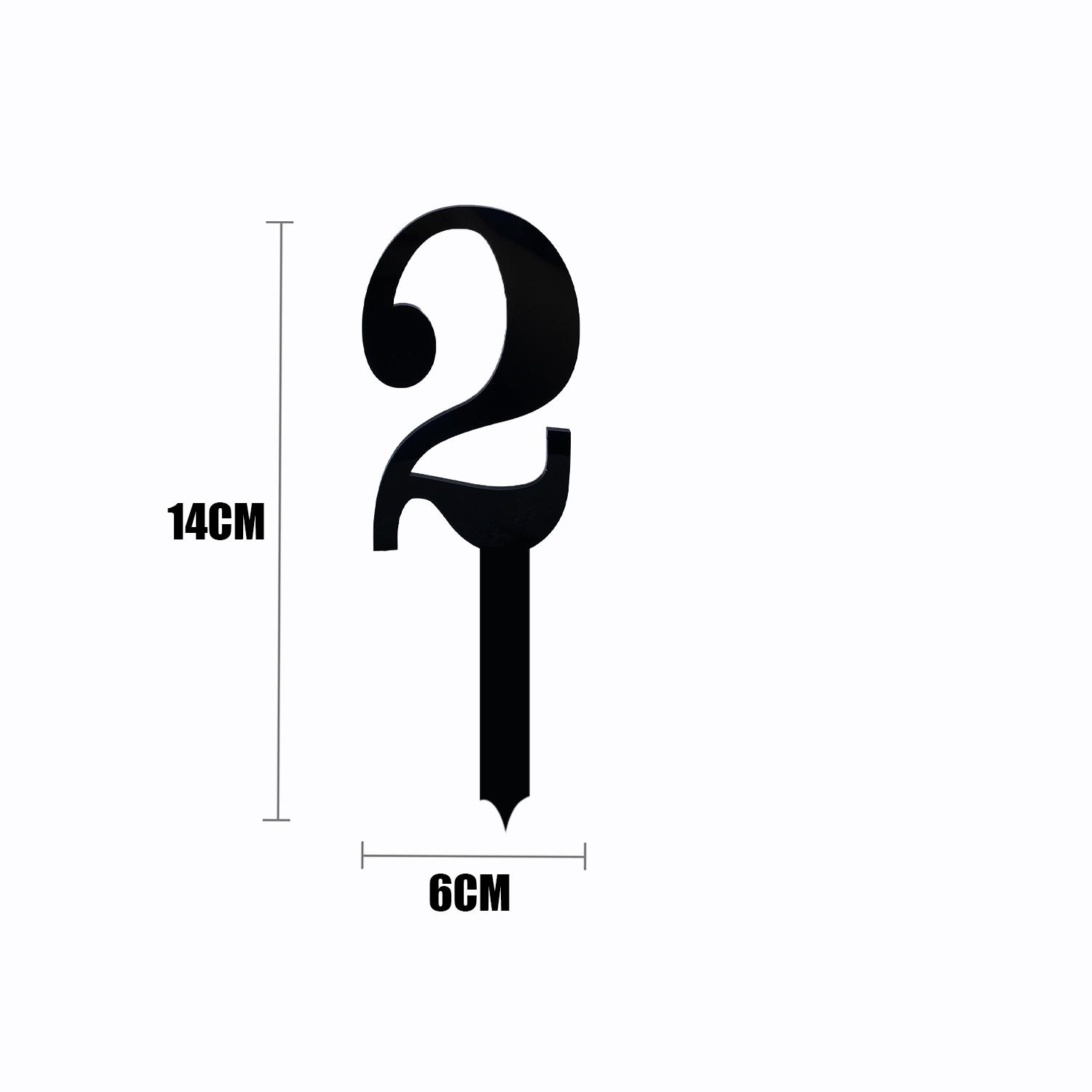 BLACK ACRYLIC NUMBER TOPPER NO 2