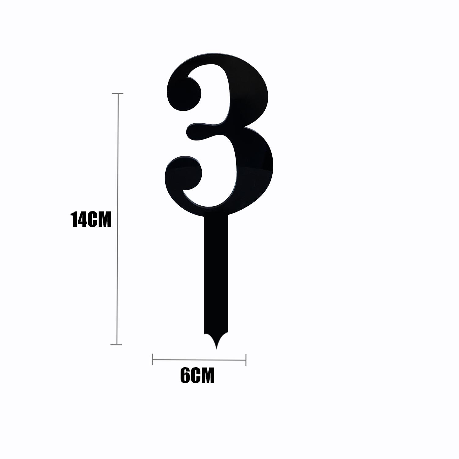 BLACK ACRYLIC NUMBER TOPPER NO 3