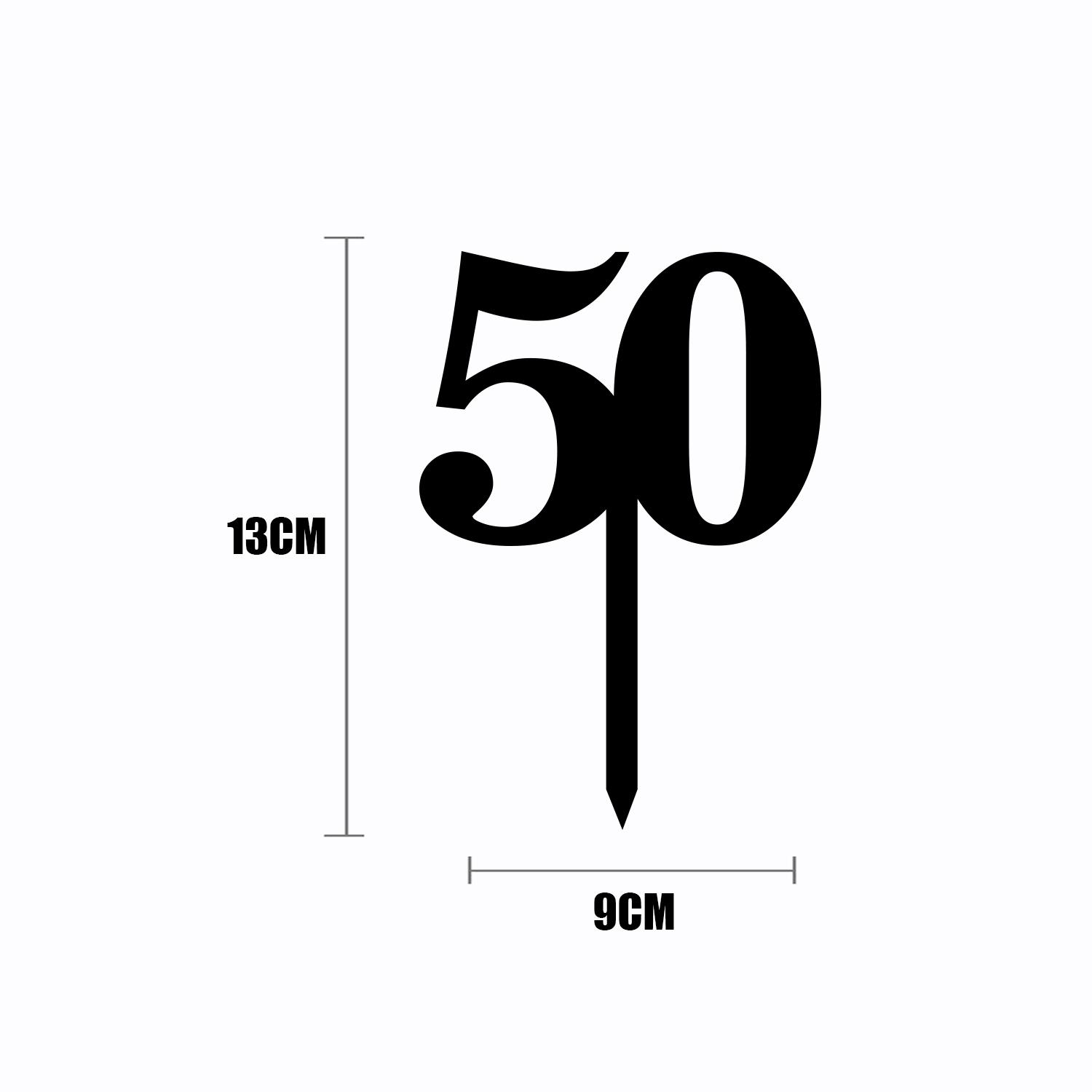 BLACK ACRYLIC NUMBER TOPPER NO 50