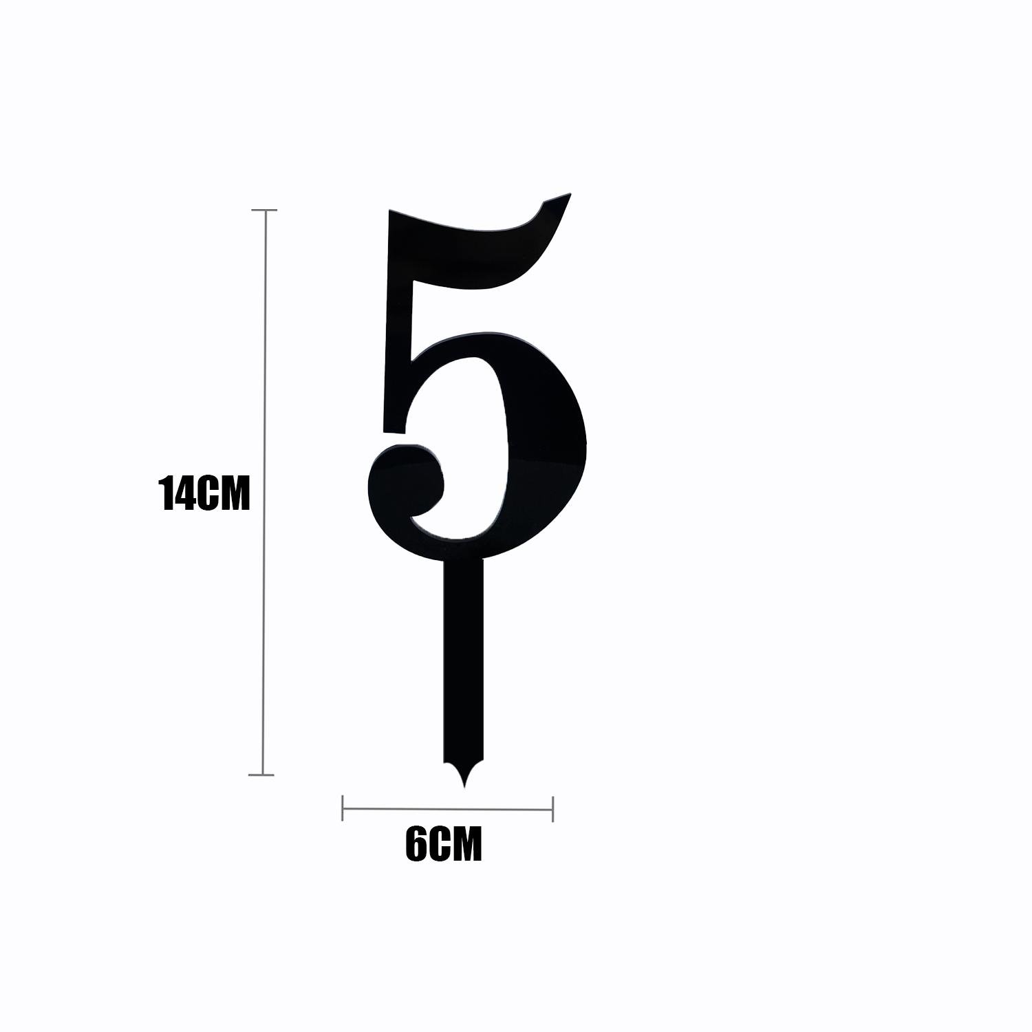 BLACK ACRYLIC NUMBER TOPPER NO 5