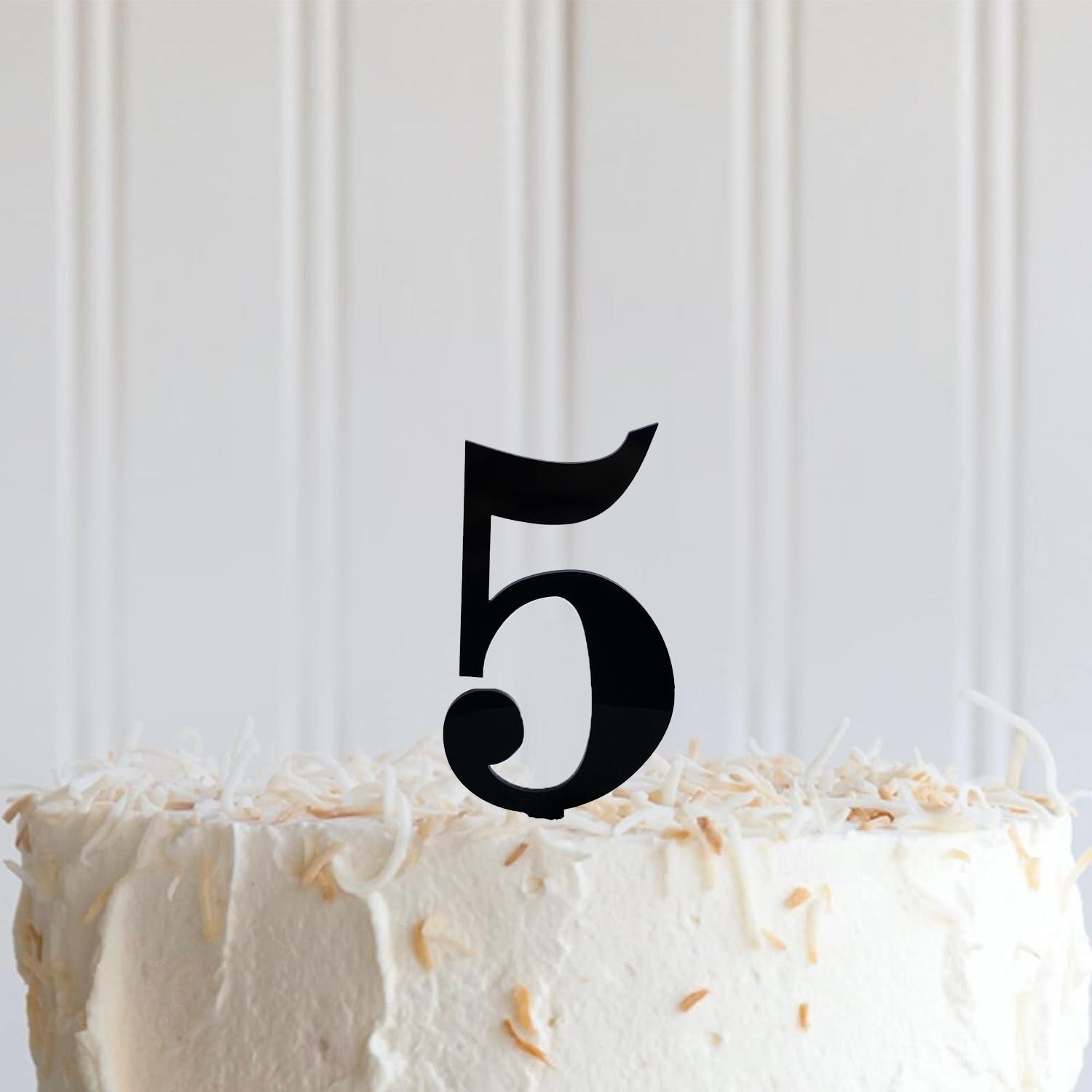 BLACK ACRYLIC NUMBER TOPPER NO 5