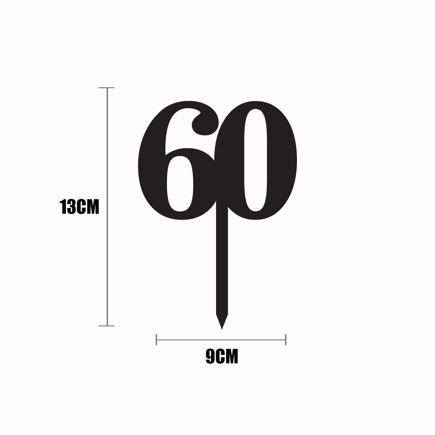 BLACK ACRYLIC NUMBER TOPPER NO 60